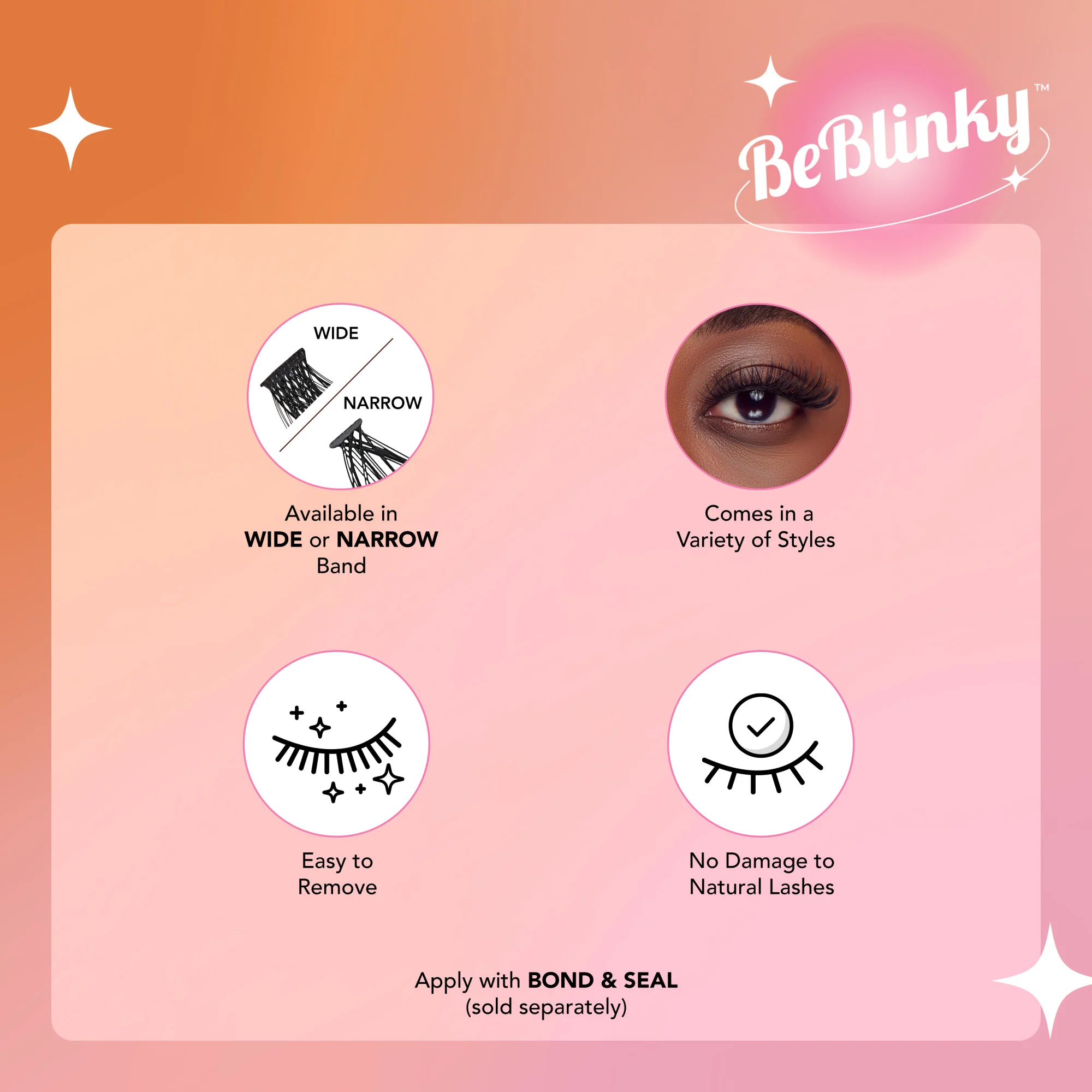 BeBlinky False Eyelashes, Wide Band, 72 ct. - Wispy - Image 7