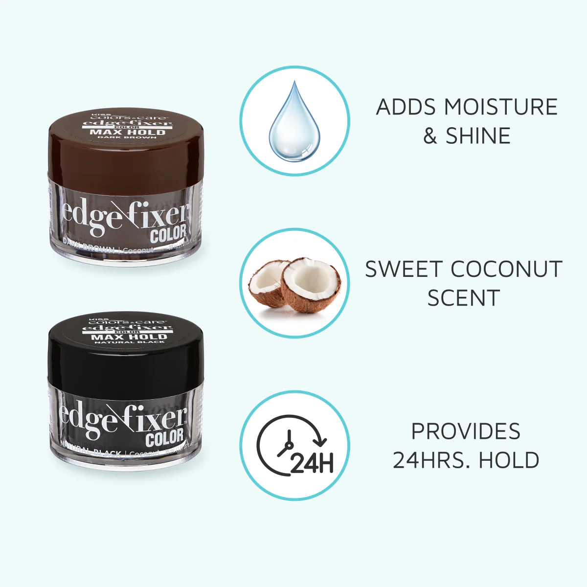 KISS Colors & Care Edge Fixer Color 100mL - Natural Black - Image 5