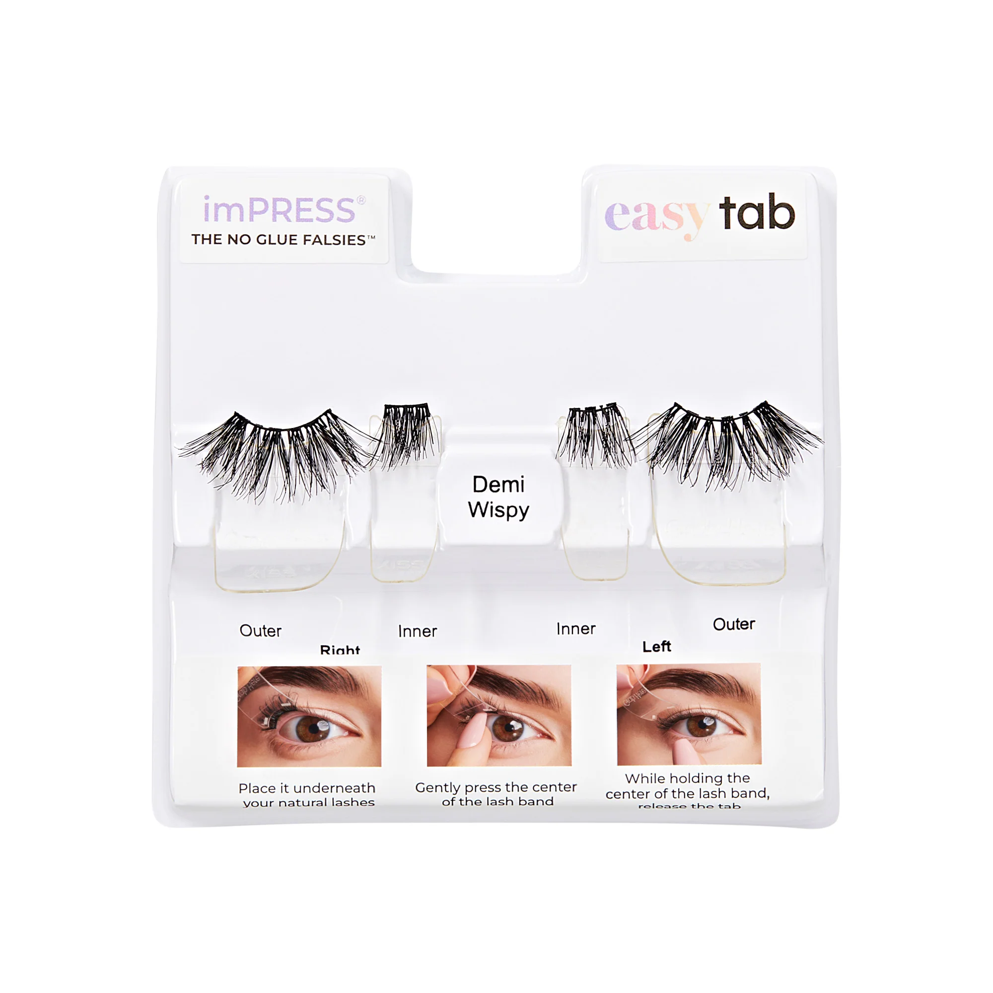 imPRESS Falsies easy tab Self Adhesive Eyelashes– Demi Wispy - Image 6