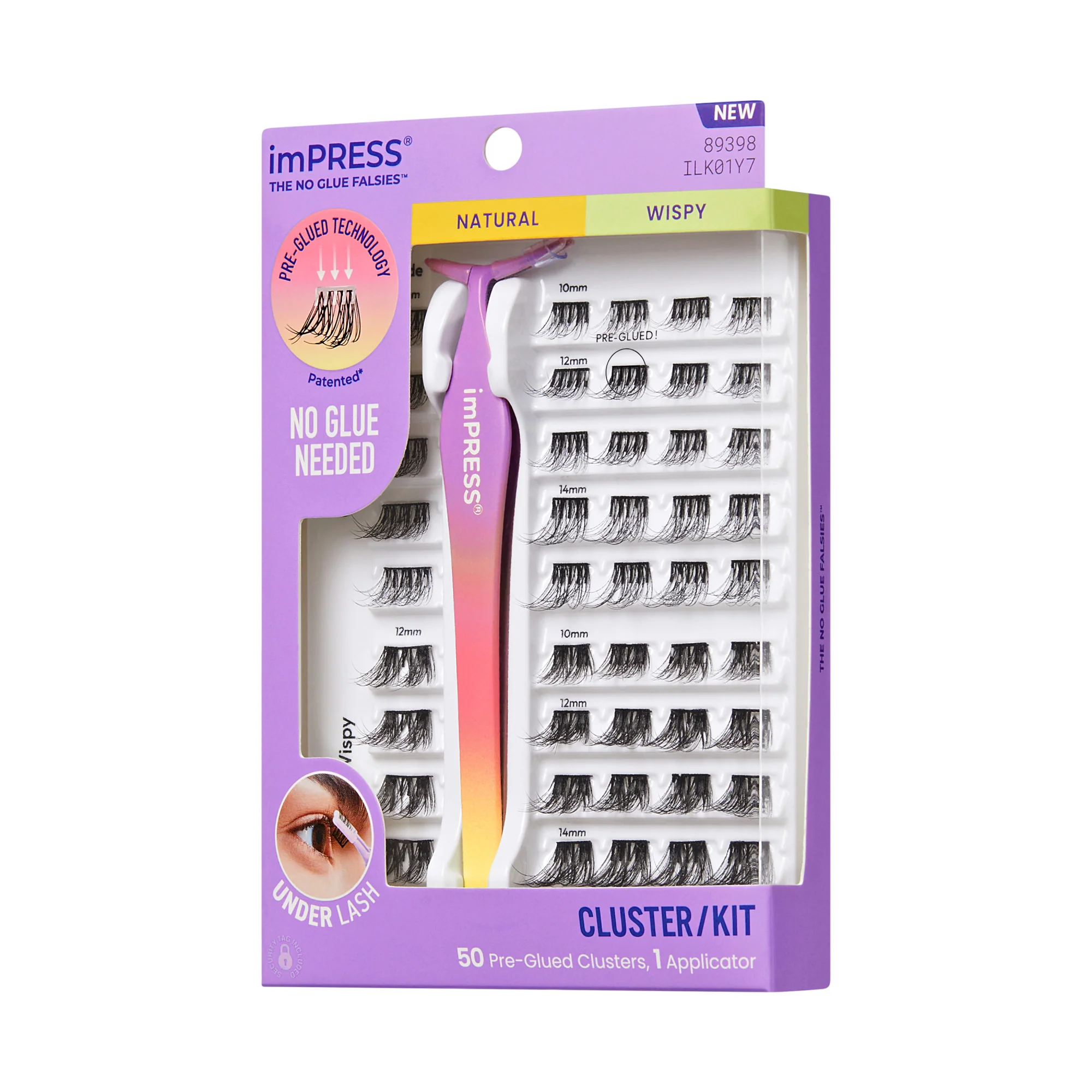 imPRESS Falsies Self Adhesive Eyelashes, 50 Lash Clusters - Natural & Wispy