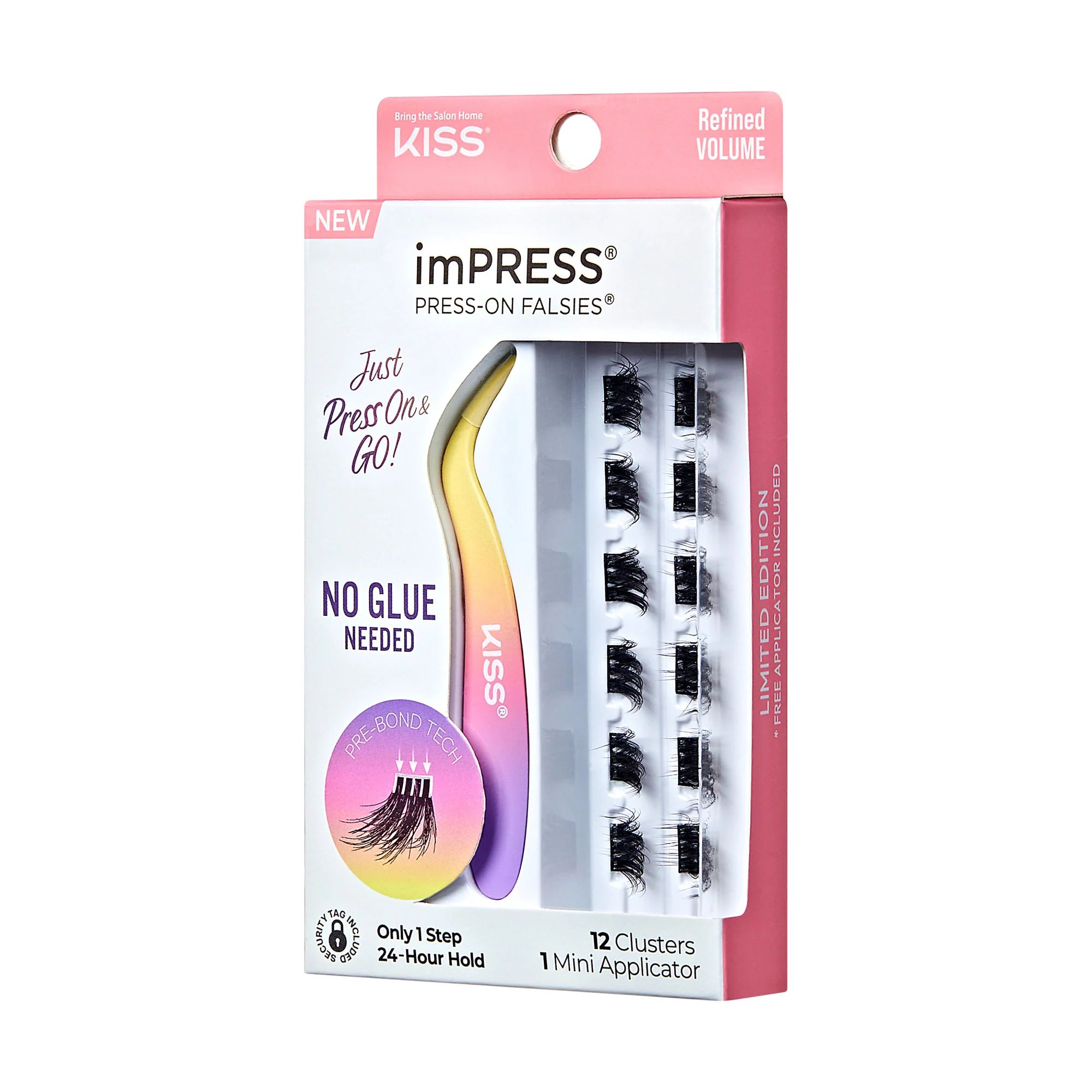 imPRESS Falsies Self Adhesive Eyelashes, 12 Lash Clusters + Applicator - Refined