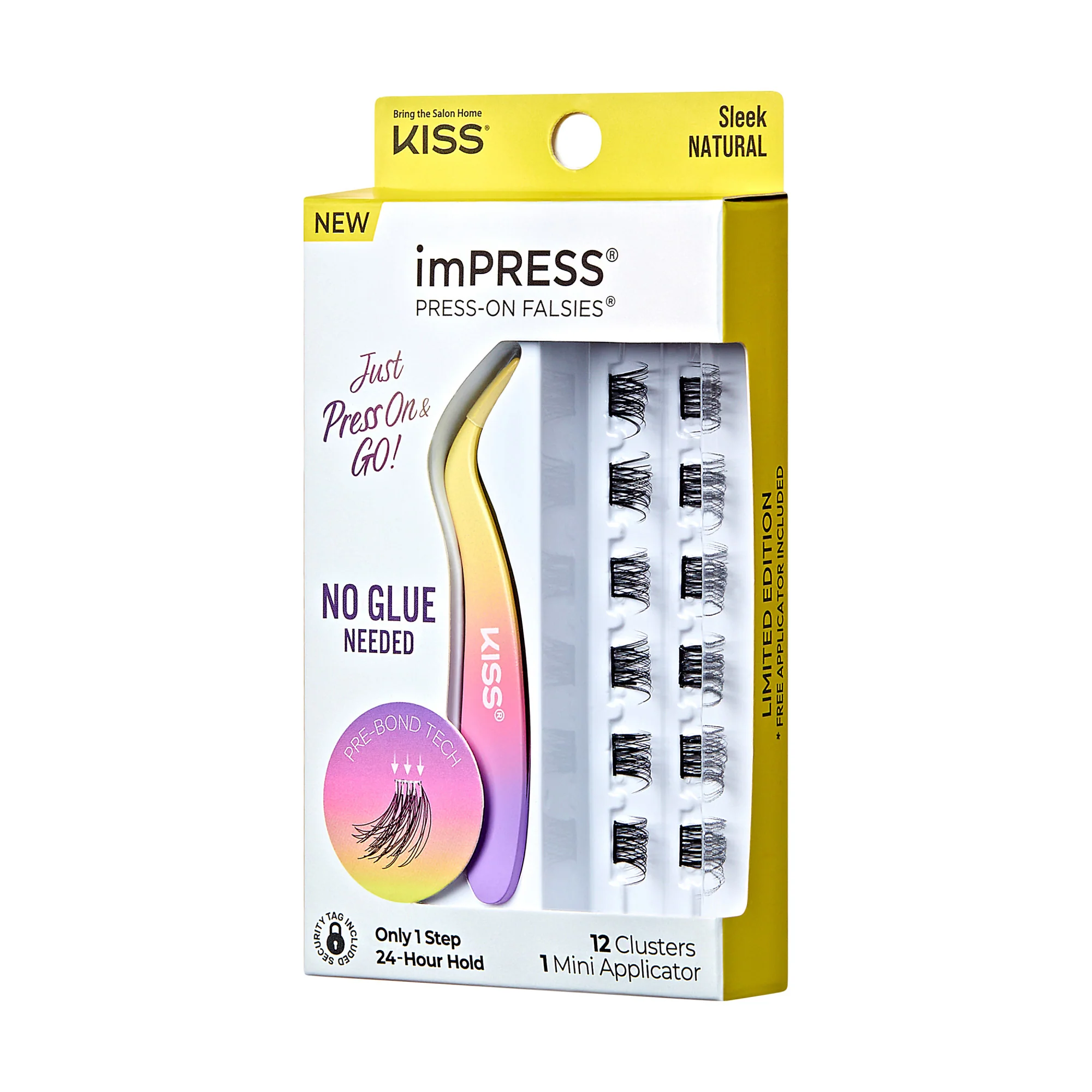 imPRESS Falsies Self Adhesive Eyelashes, 12 Lash Clusters + Applicator β Sleek