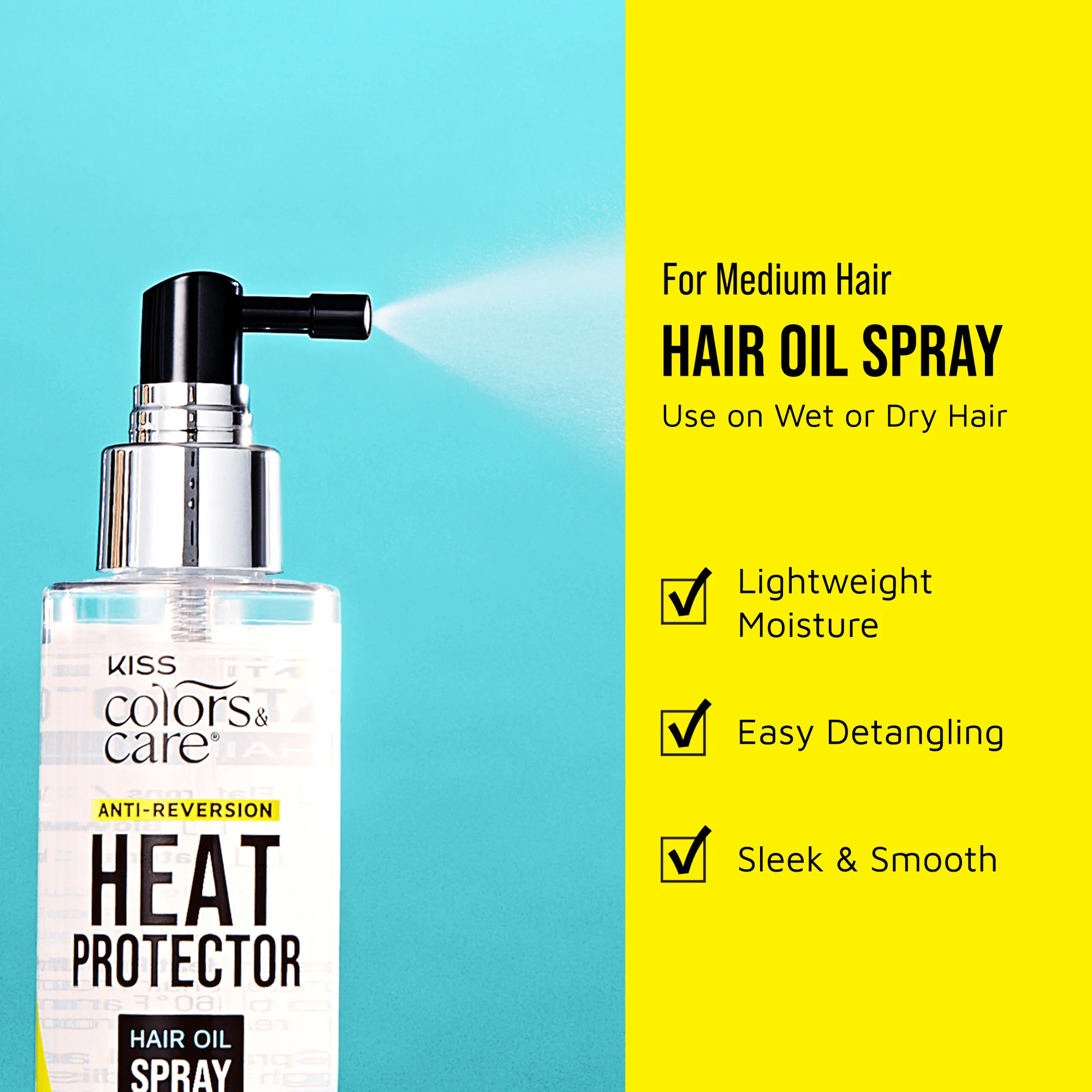 KISS Colors & Care Anti-Reversion Heat Protector Hair Oil Spray - Image 8