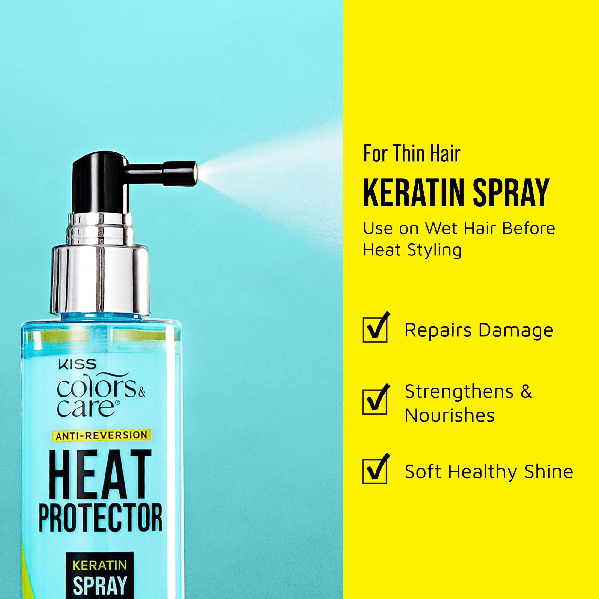 KISS Colors & Care Anti-Reversion Heat Protector Keratin Spray - Image 8