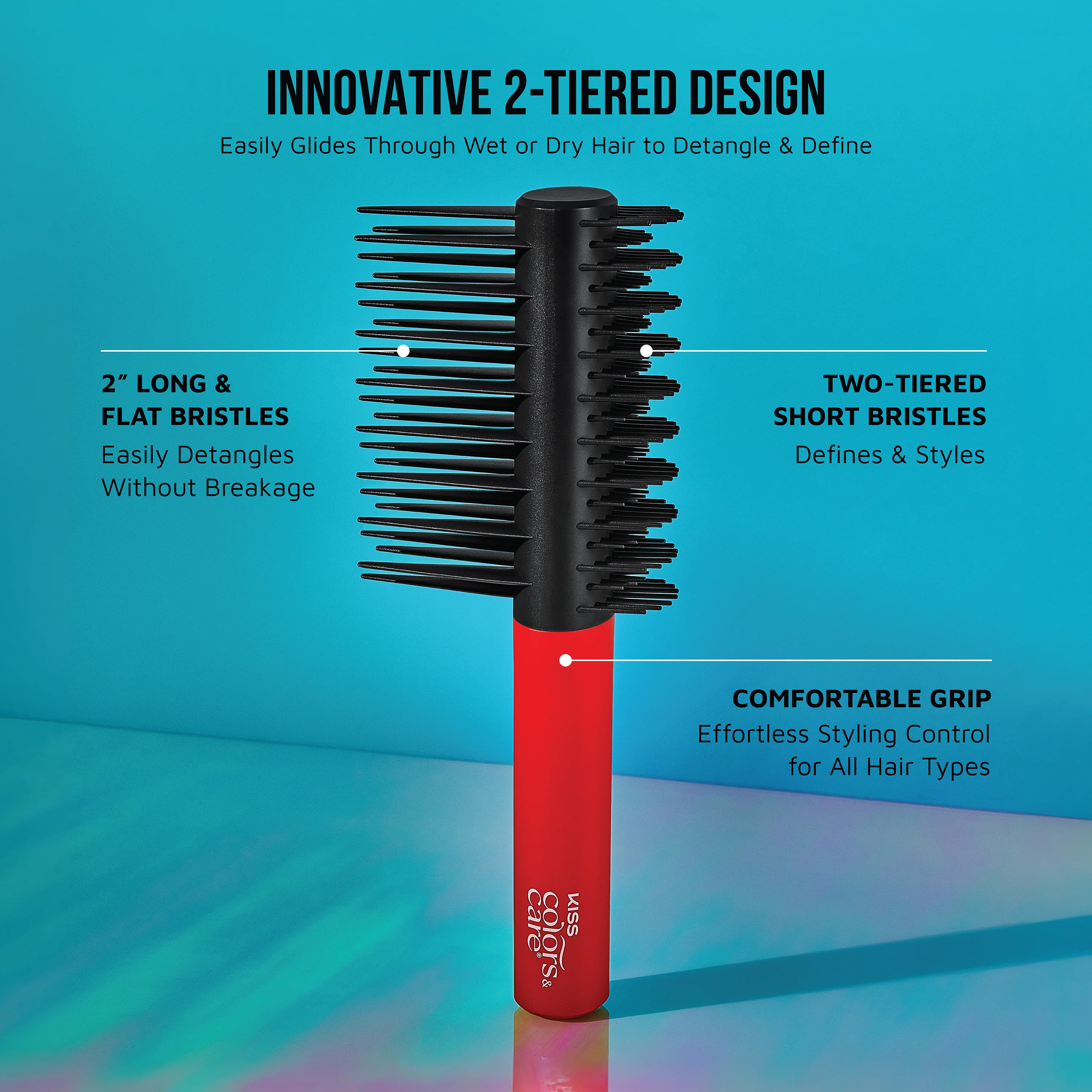 KISS Colors & Care Detangle Boss Glide & Define 2-in-1 Brush - Image 6