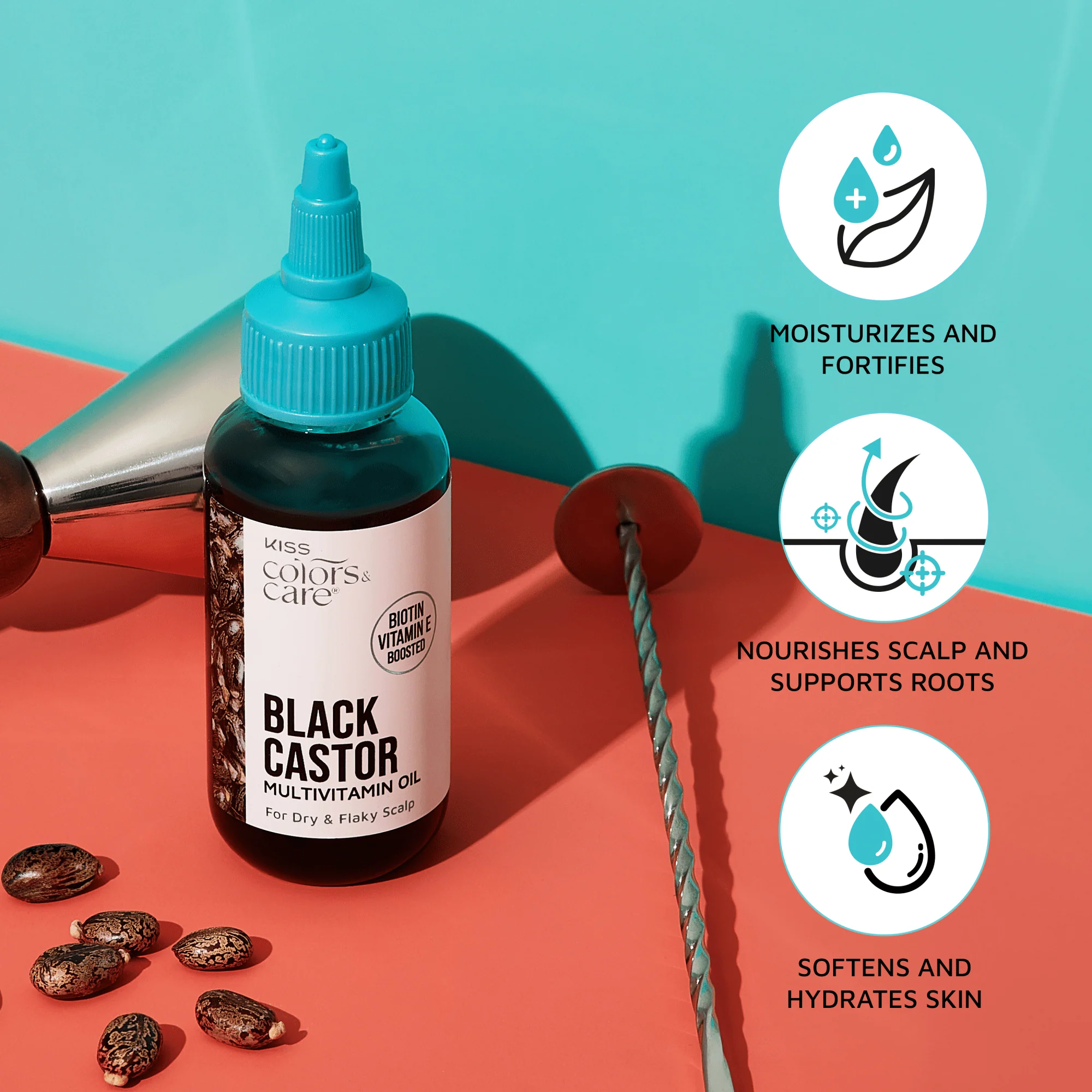 KISS Colors & Care Multivitamin Oil & Gua Sha - Black Castor - Image 11
