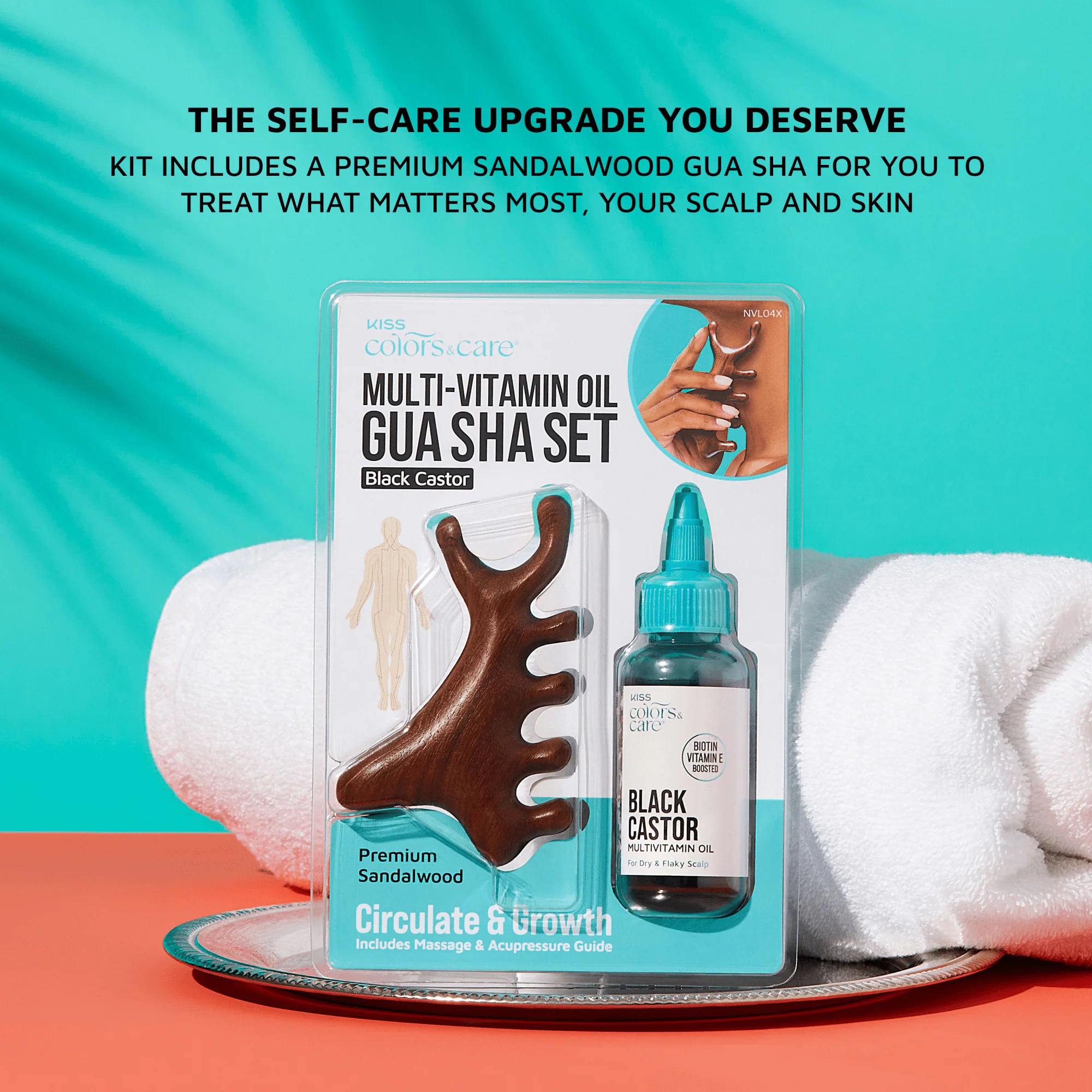 KISS Colors & Care Multivitamin Oil & Gua Sha - Black Castor - Image 8