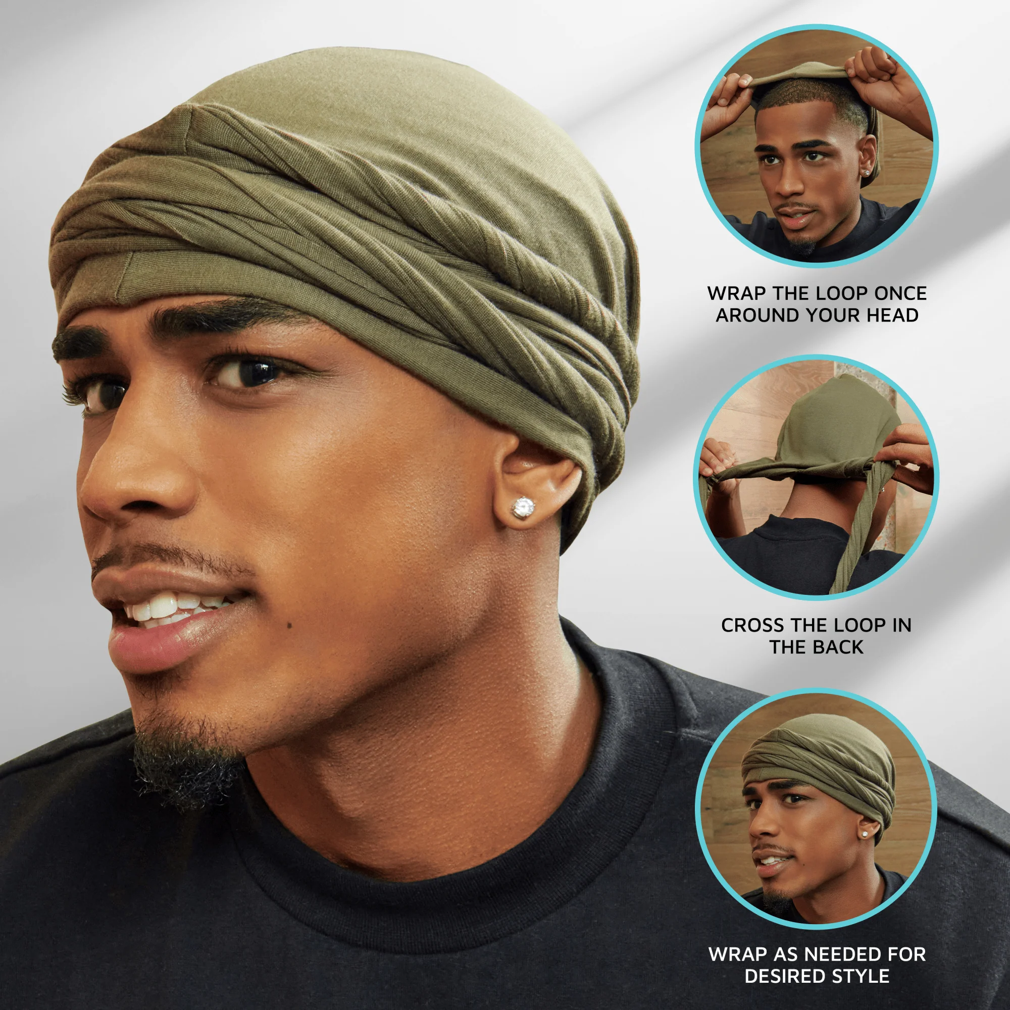 KISS Colors & Care Premium Satin-Lined Halo Turban, Black - Image 6