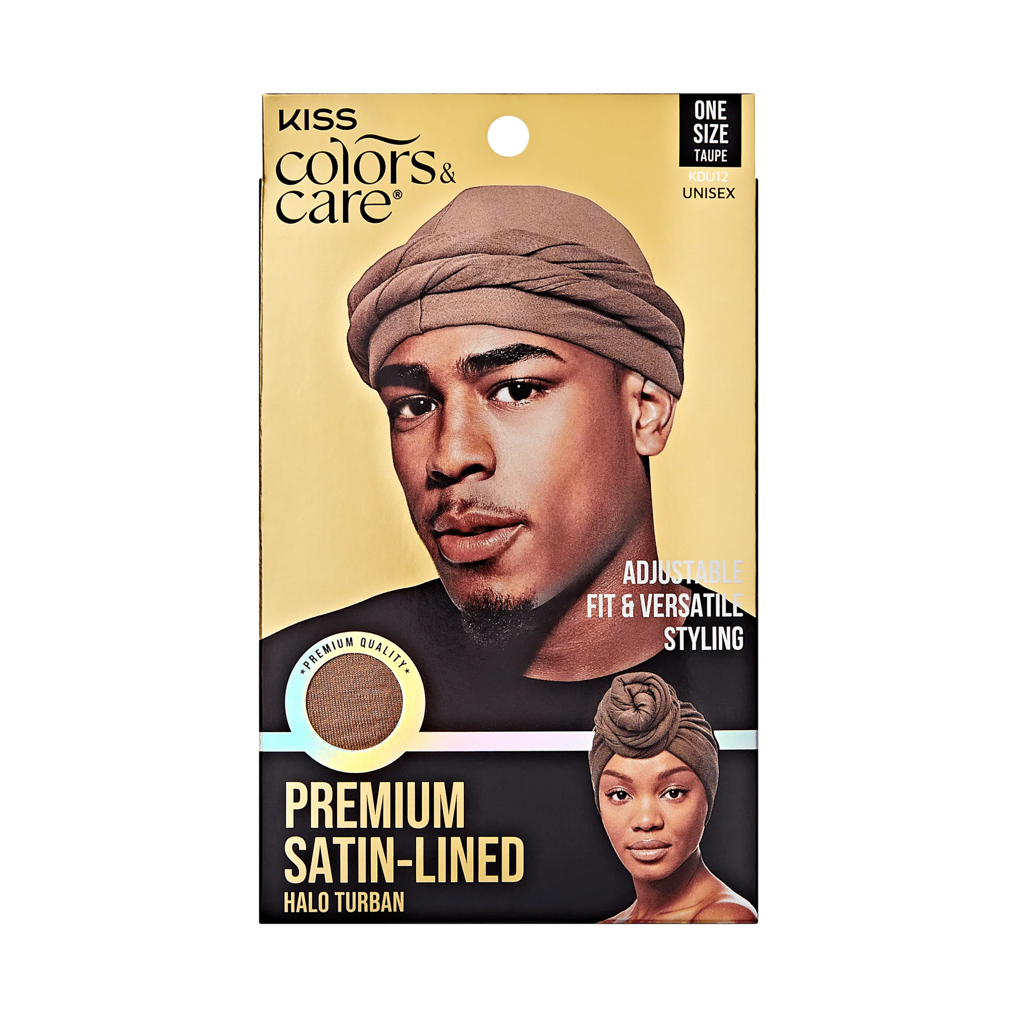 KISS Colors & Care Premium Satin-Lined Halo Turban, Taupe