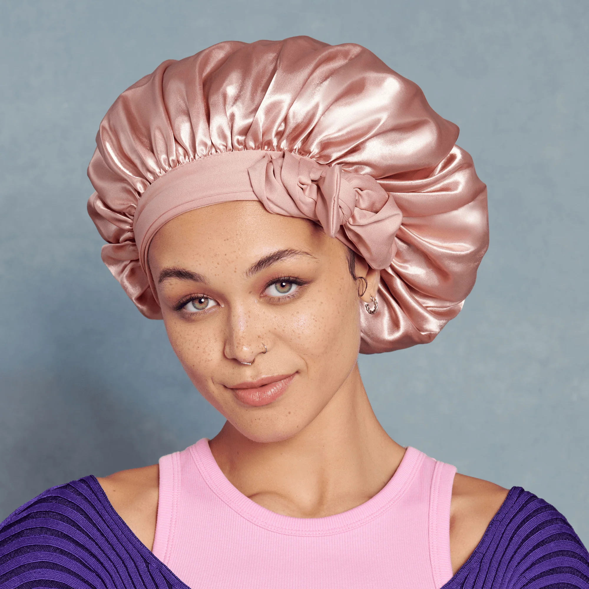 KISS Colors & Care Silky Satin Tie Band Bonnet, Pink, X-Large - Image 3