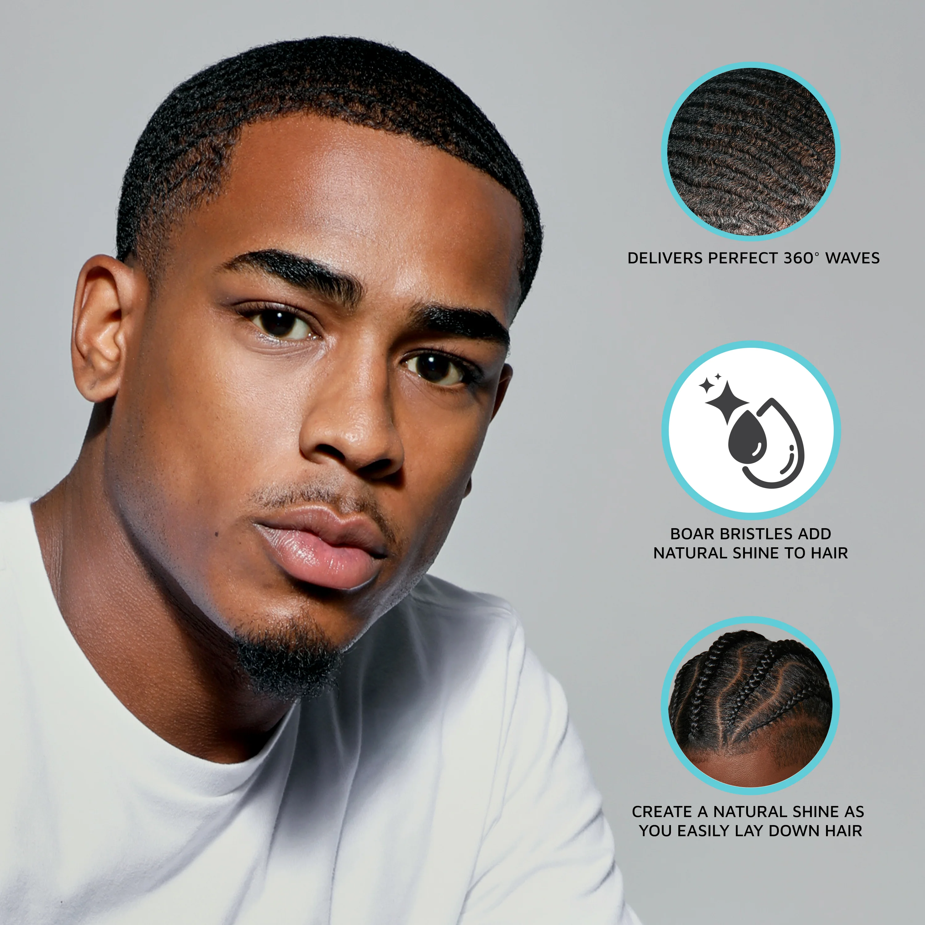 KISS Colors & Care 360 Power Wave Premium Boar Brush - Medium Soft - Image 8
