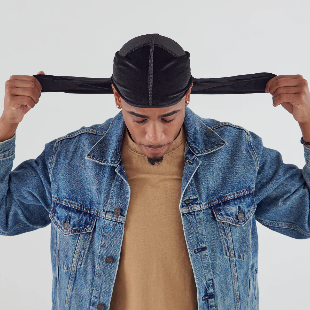 KISS Colors & Care Compress-Rag Power Wave Luxe Velvet Durag, Black - Image 3