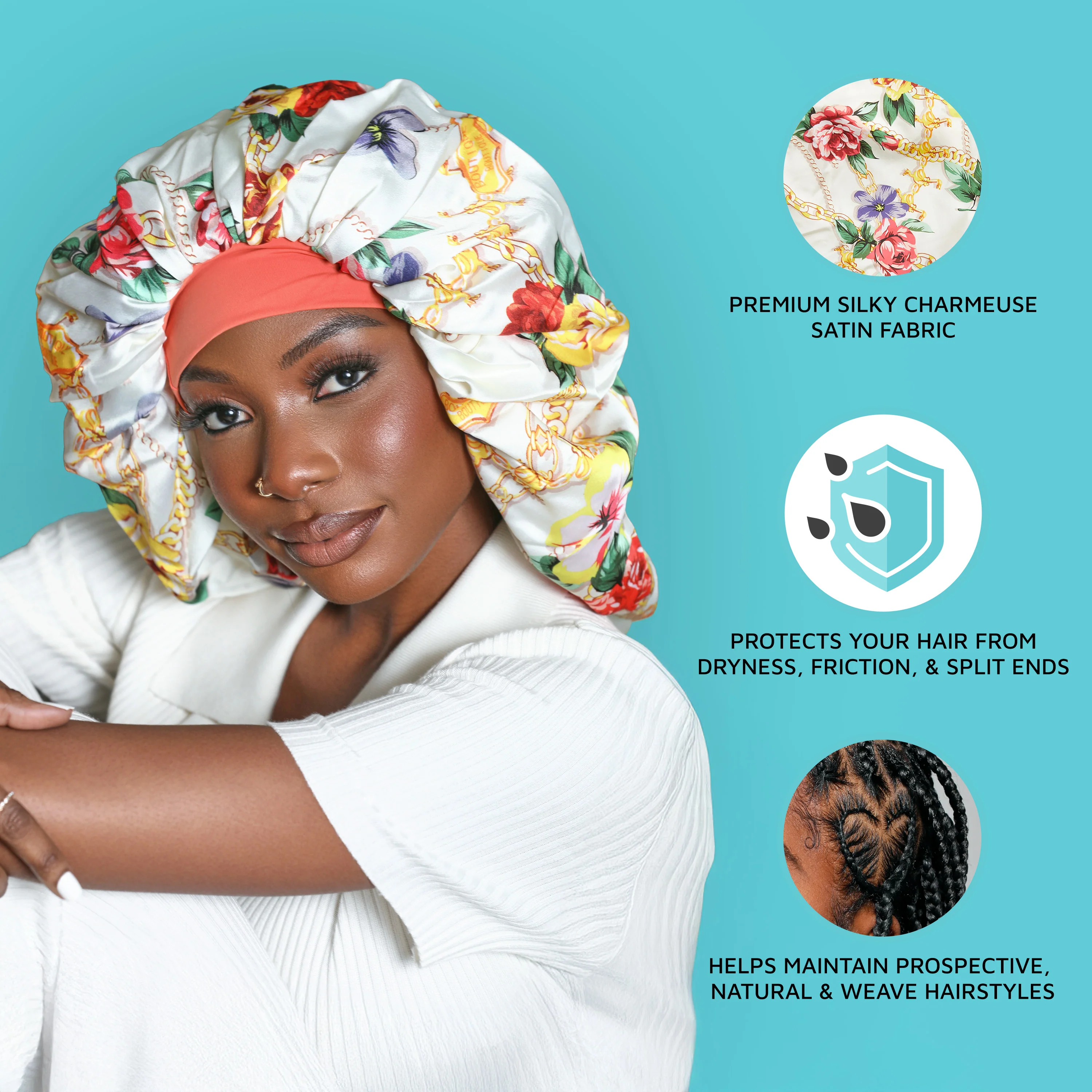 KISS Colors & Care Crepe Satin Reversible Braid Bonnet - Exotic Leopard - Image 7