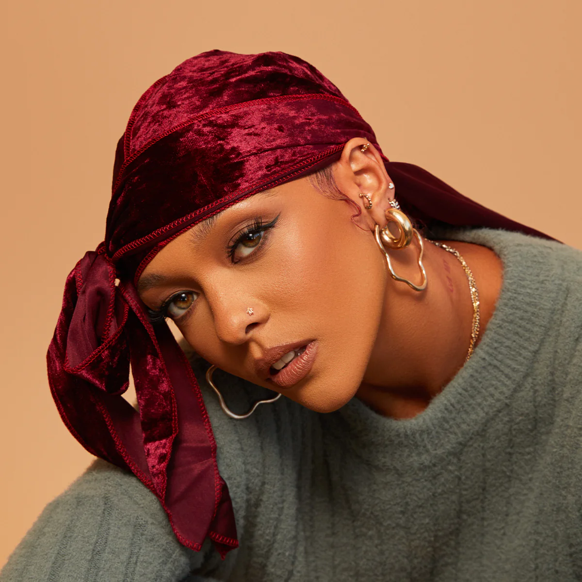 KISS Colors & Care Power Wave Velvet Luxe Durag, Burgundy - Image 3