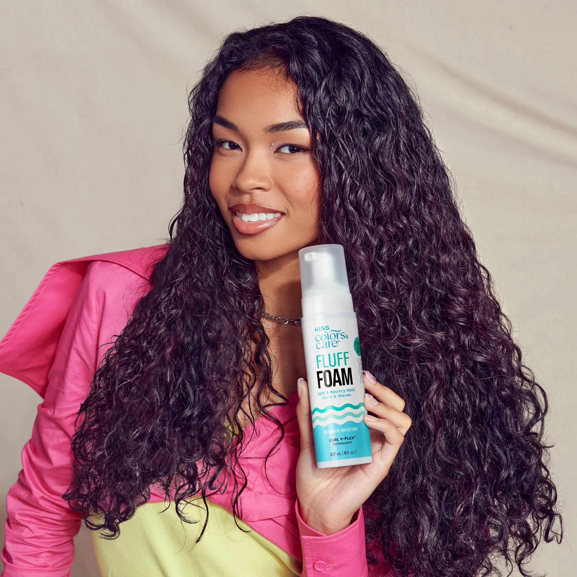 KISS Colors & Care Fluff Foam Hair Mousse, Soft & Bouncy Hold - 8 fl oz - Image 4