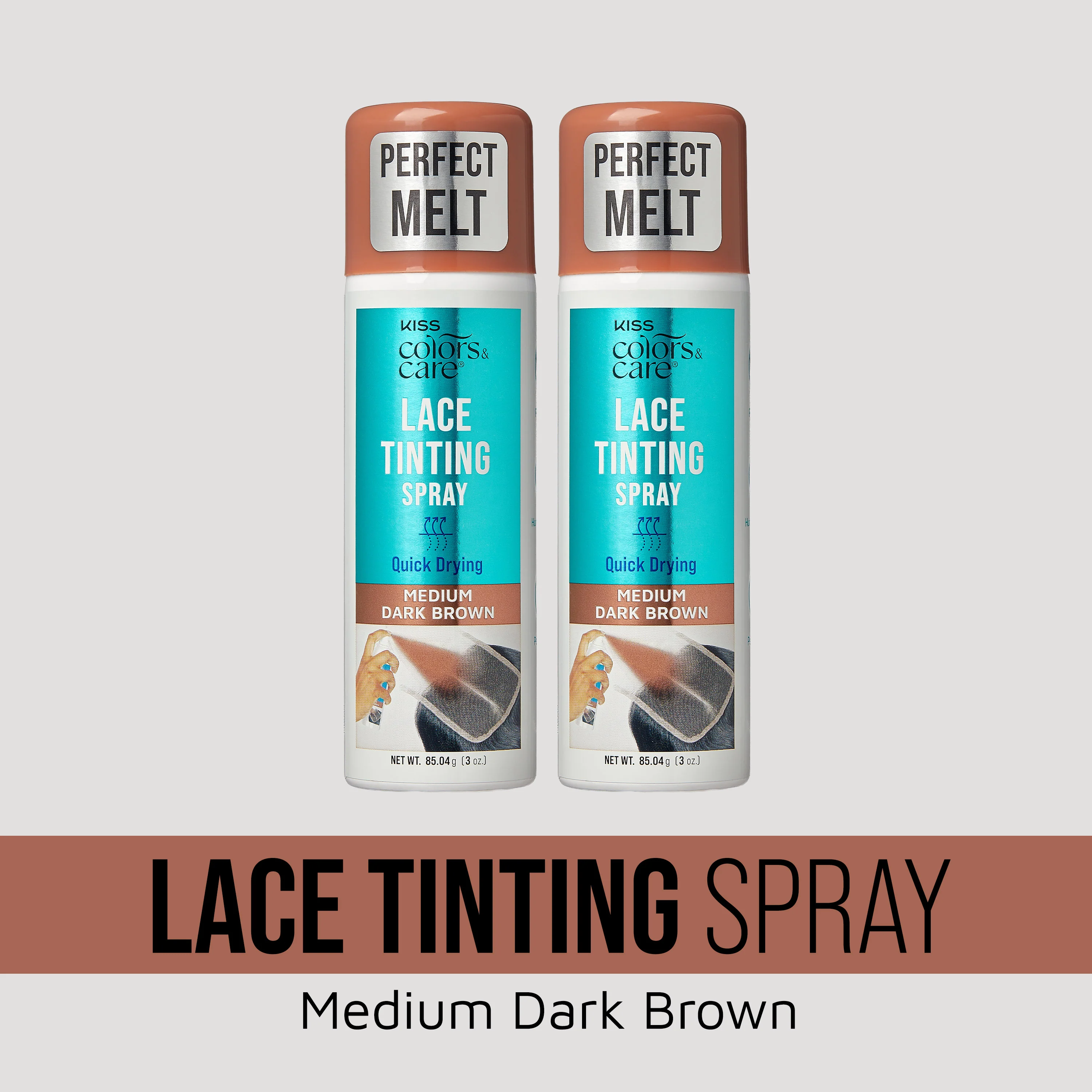 KISS Colors & Care Lace Tinting Spray Medium Dark Brown Bundle 2 Pack