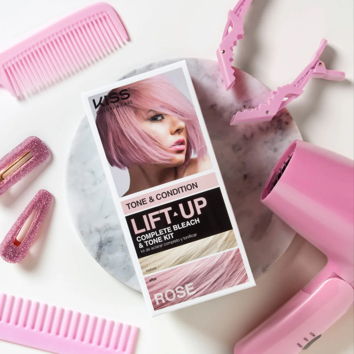 KISS LIFT UP COMPLETE BLEACH & TONE KIT β ROSE - Image 4