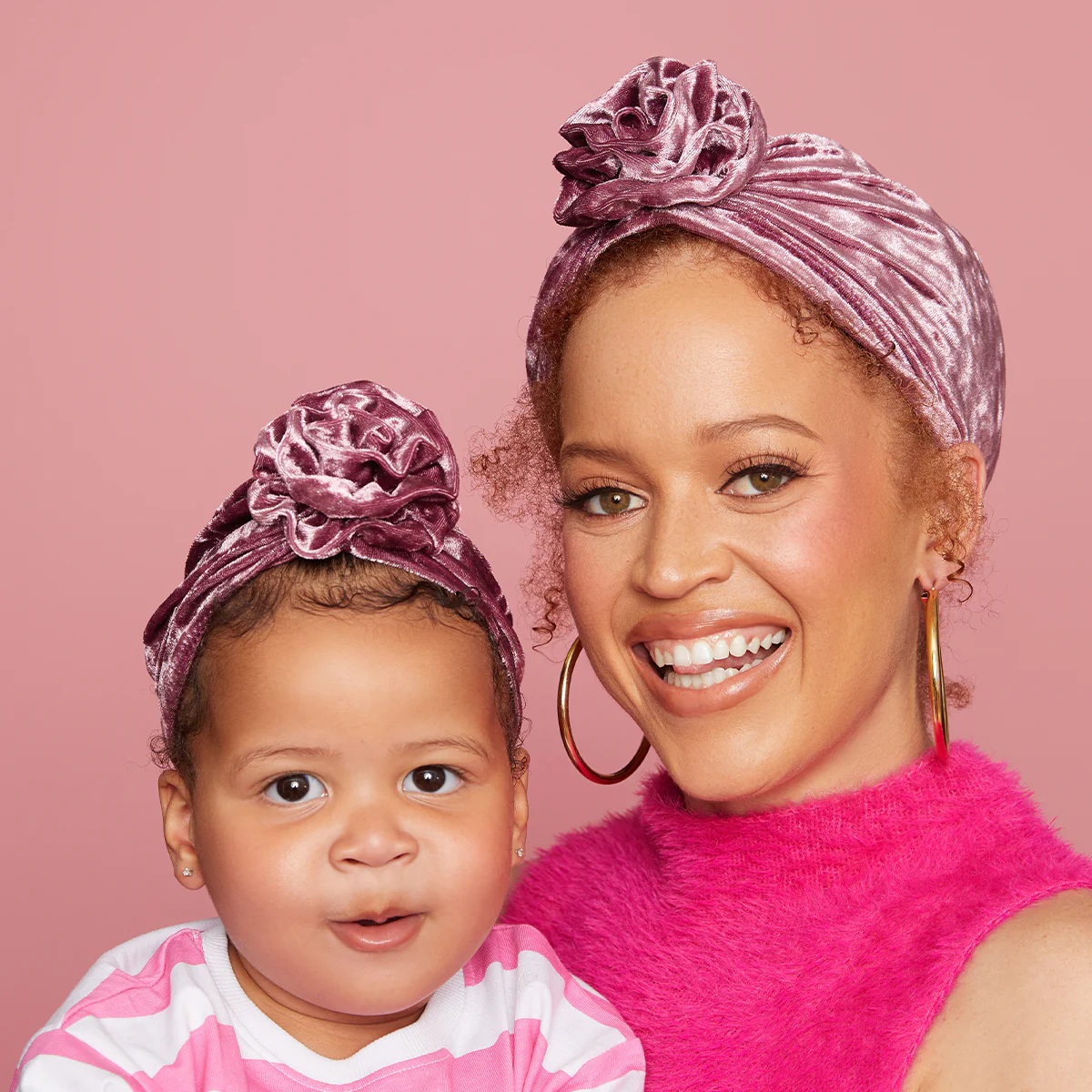 KISS Colors & Care Mommy & Me Pre-Tied Top Knot Turban Set - Berry - Image 2