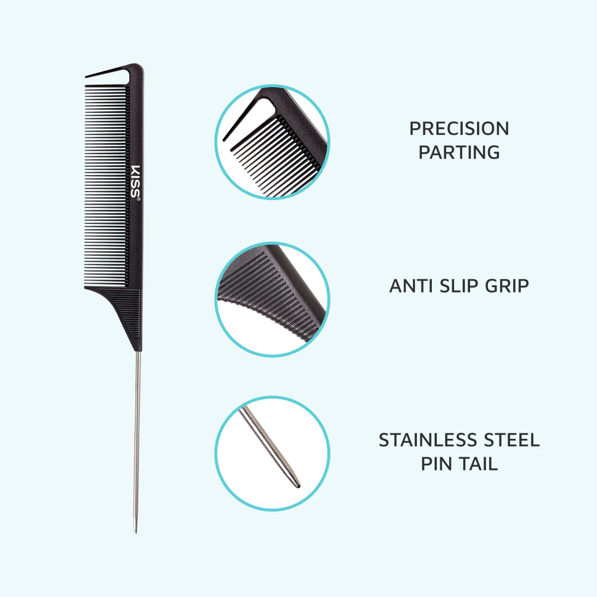 KISS Colors & Care Professional Heat Resistant Pin Tail Parting Comb - Image 3