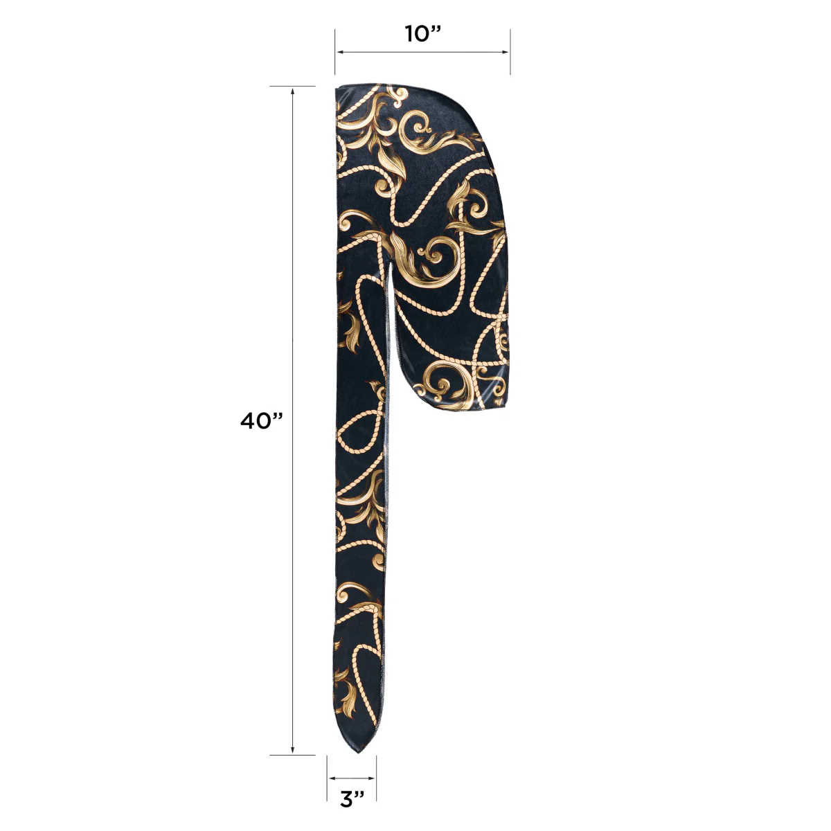 KISS Colors & Care Power Wave Silky Satin Pattern Durag - Black/Gold - Image 4
