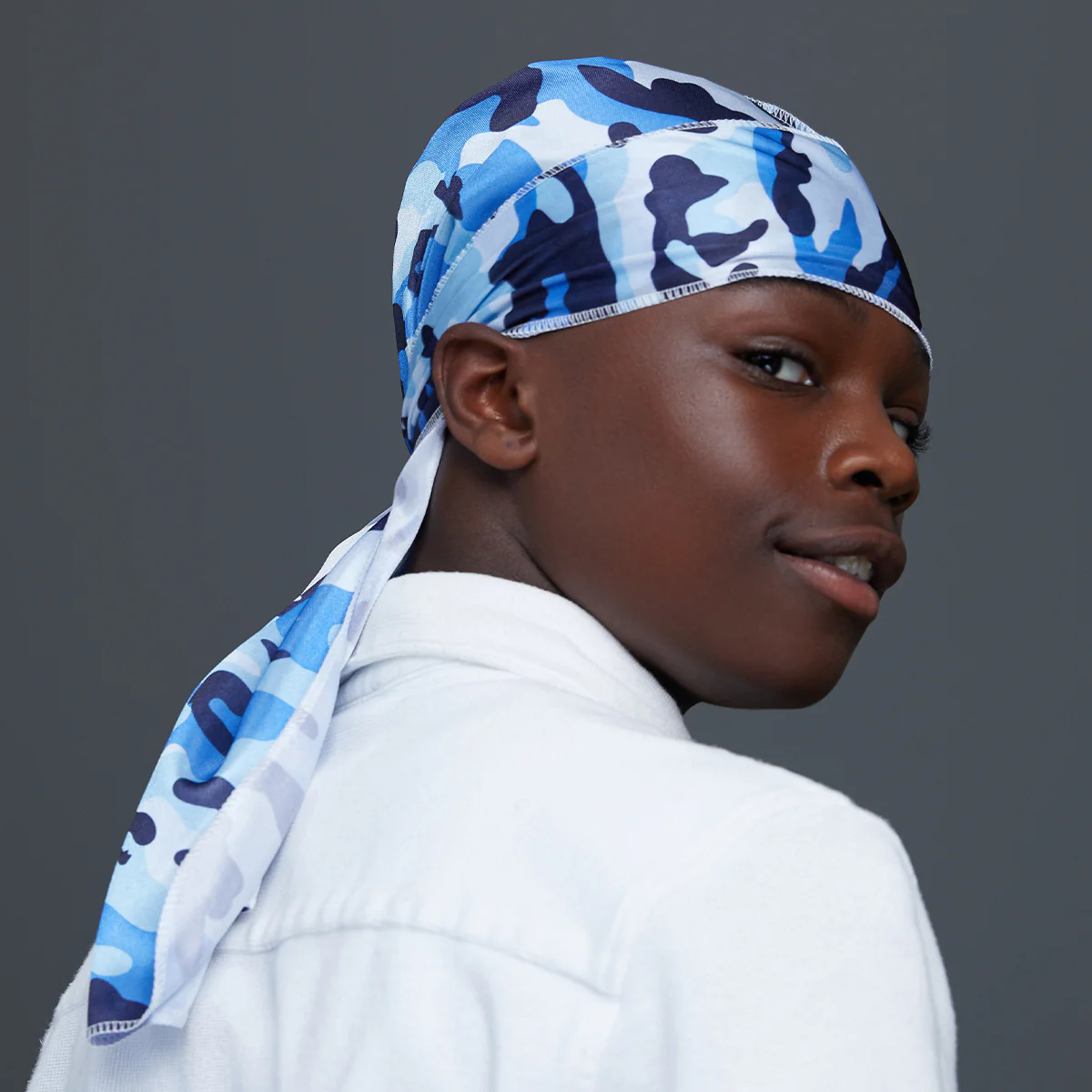 KISS Colors & Care Power Wave Silky Satin Military Durag - Blue Camo - Image 2