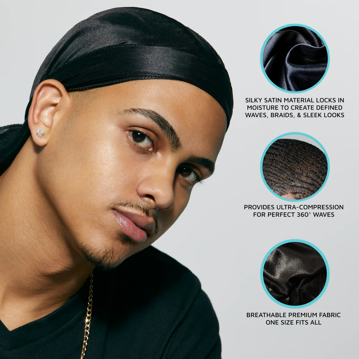 KISS Colors & Care Power Wave Silky Satin Military Durag - Blue Camo - Image 7