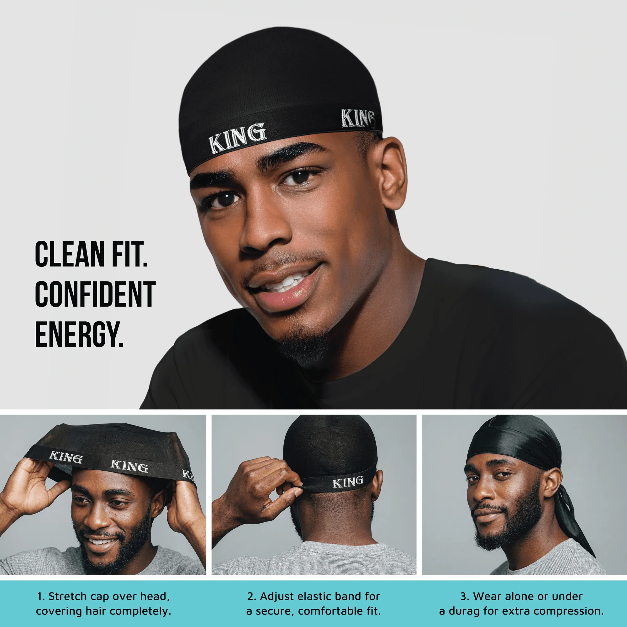 KISS Colors & Care Premium Fashion Wave Cap - Black - Image 4