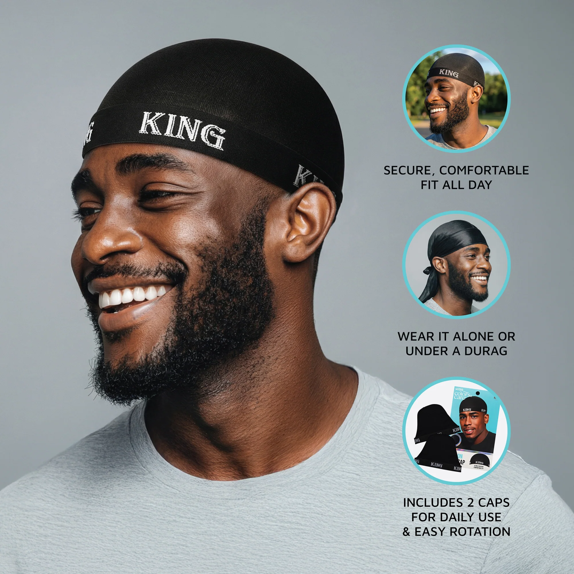 KISS Colors & Care Premium Fashion Wave Cap - Black - Image 5