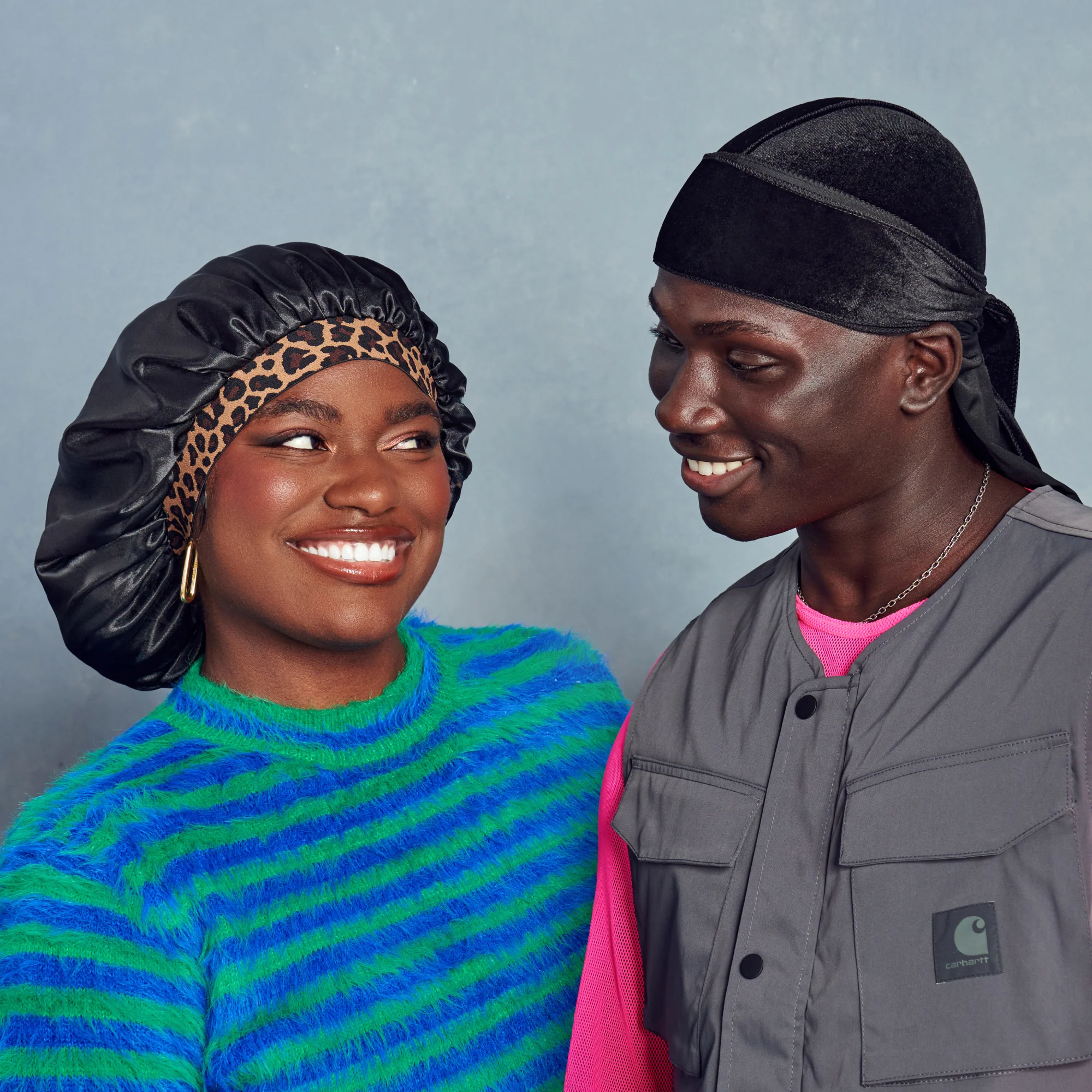 KISS Colors & Care Silky Charmeuse Satin Stylish Day & Night Cap - Black & Leopard - Image 4