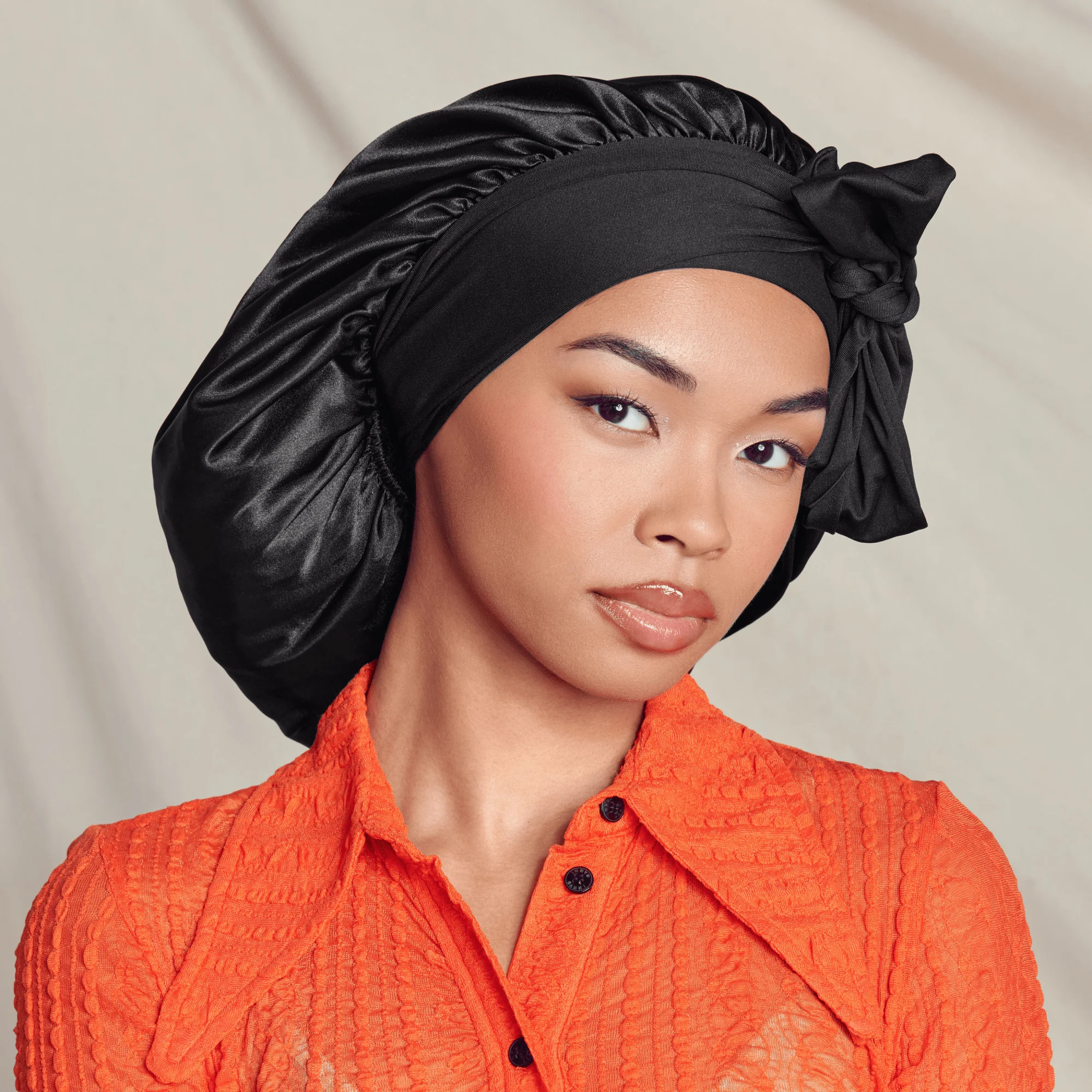 KISS Colors & Care Silky Satin Tie Band Edge Bonnet - Black - Image 4