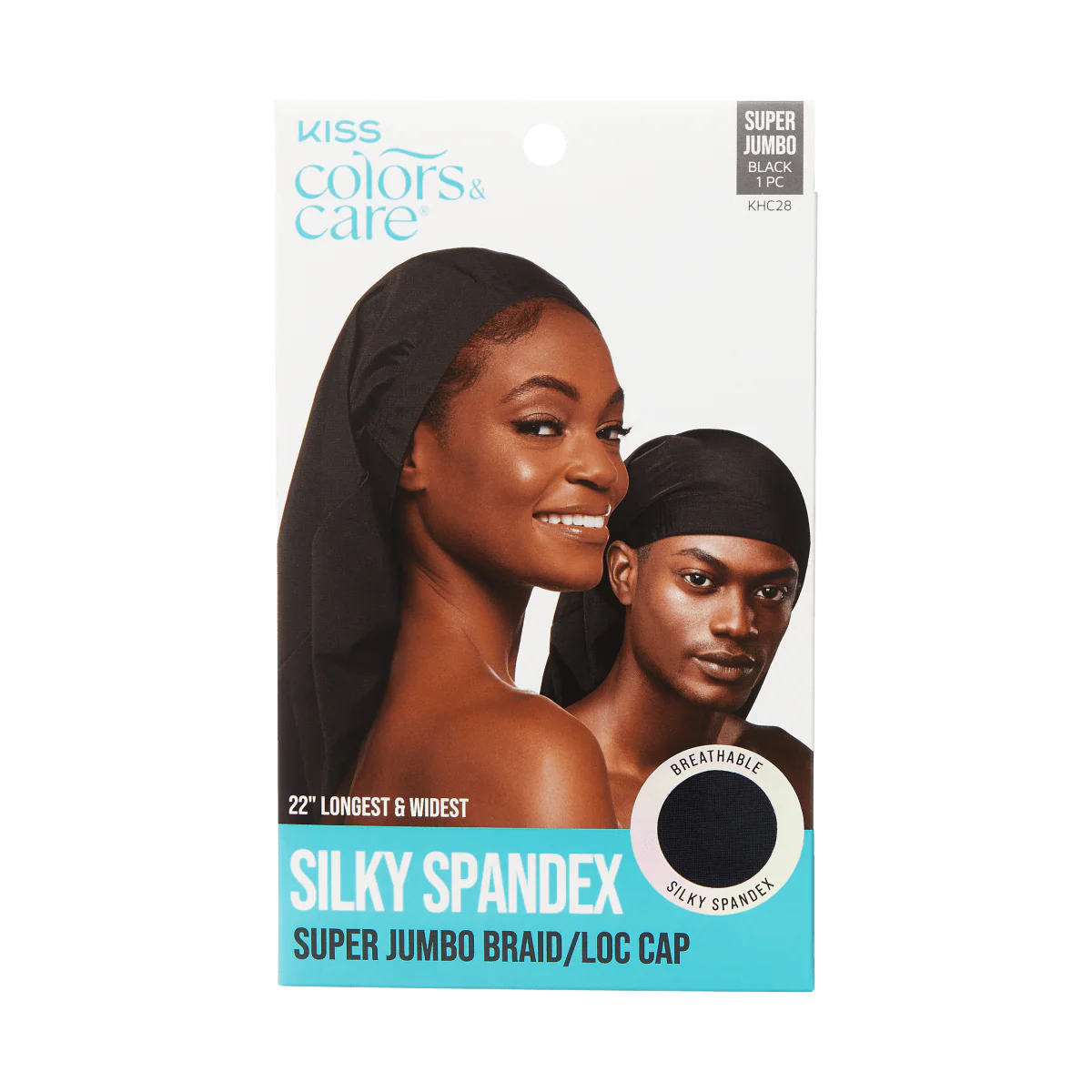 KISS Colors & Care Silky Spandex Braid/Loc Cap, Super Jumbo – Black