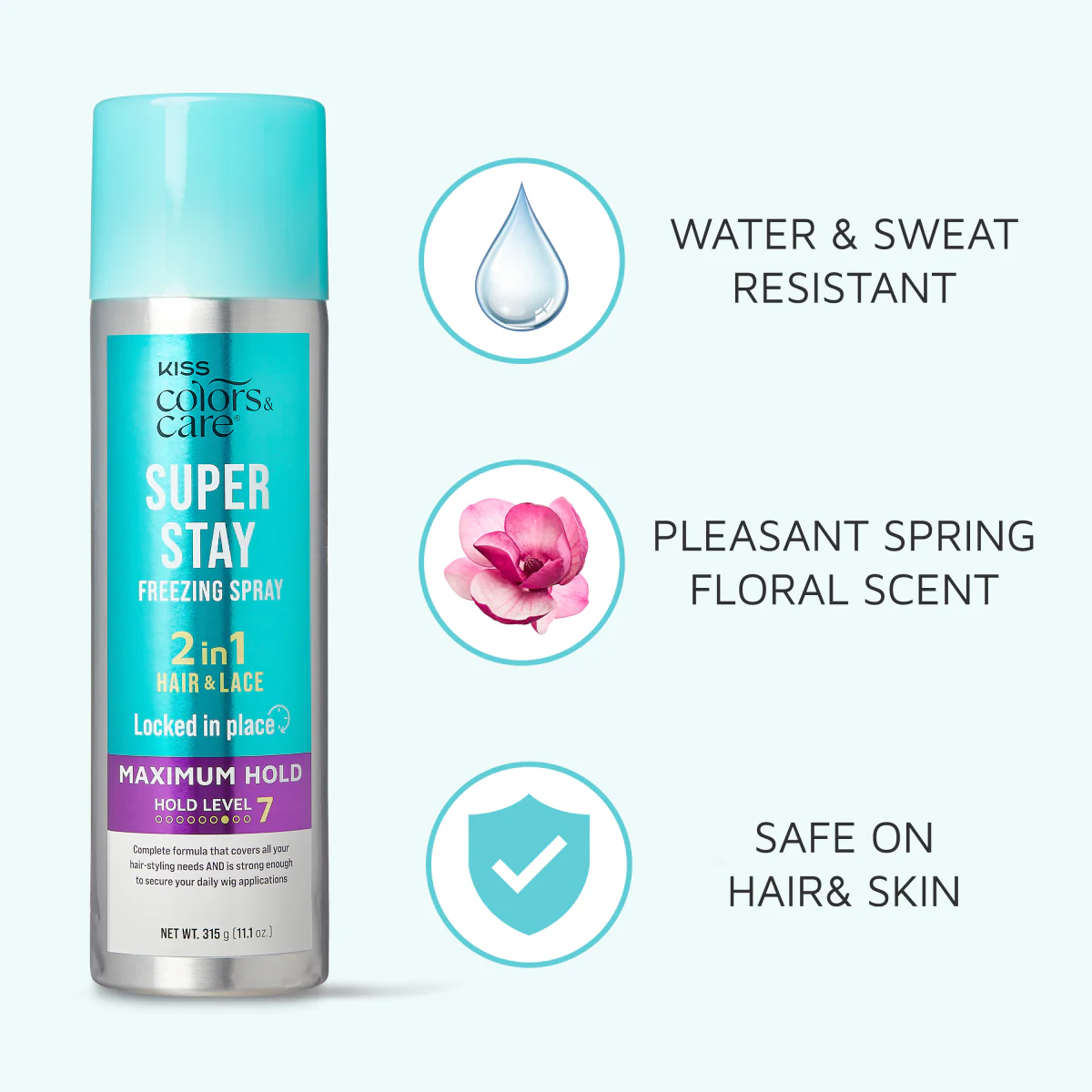KISS Colors & Care Super Stay Freezing Spray Maximum Hold, 11.1 oz. - Image 6
