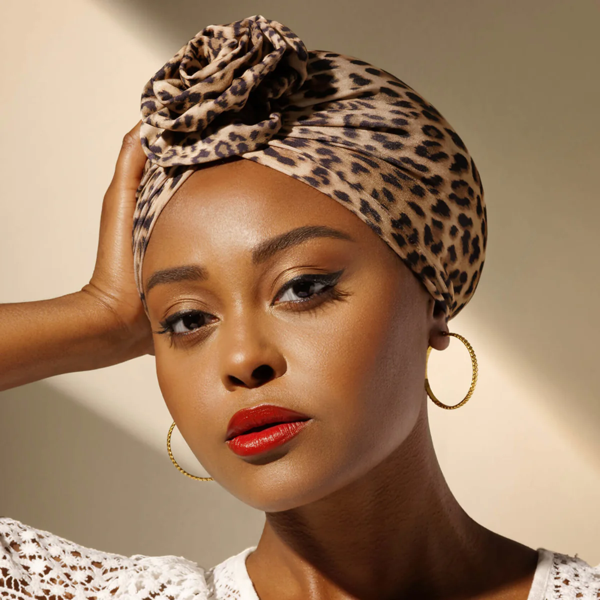 KISS Colors & Care Pre-Tied Turban Top Knot - LEOPARD - Image 2