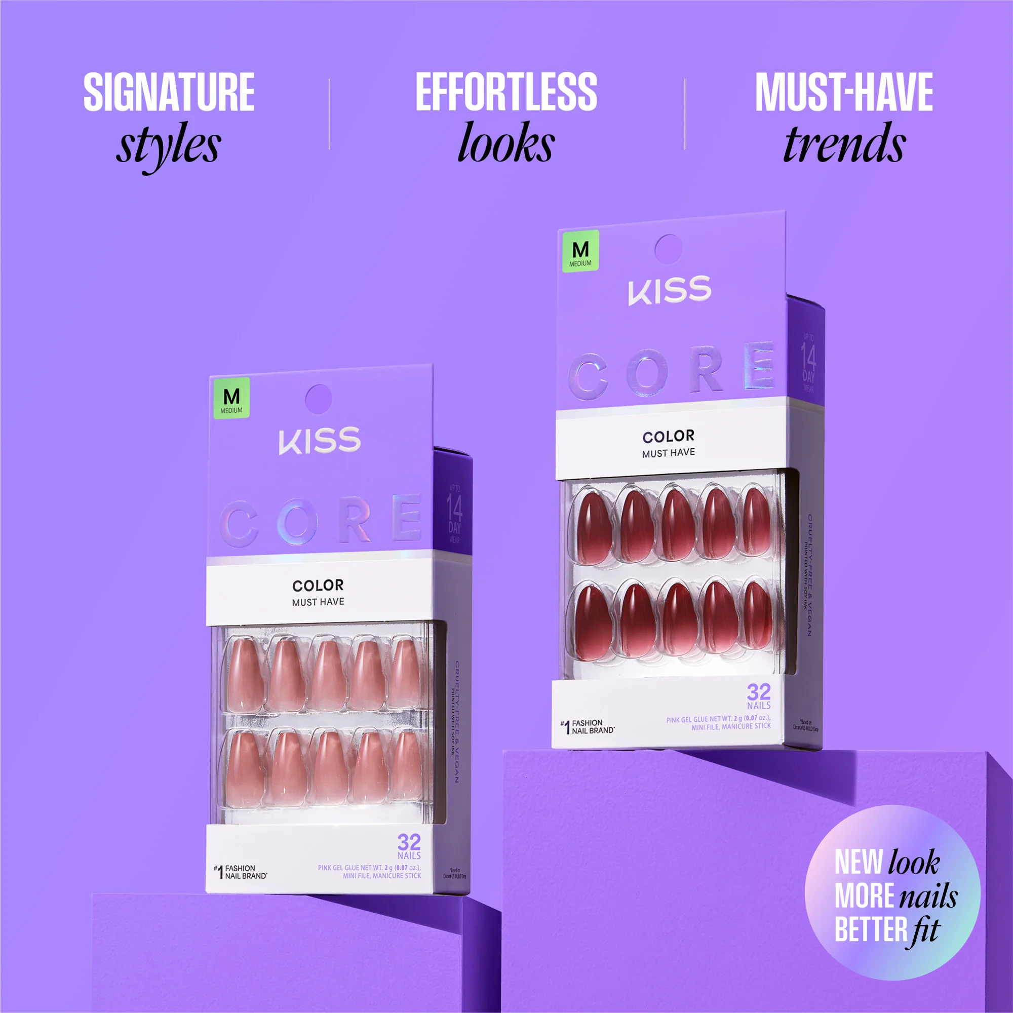 KISS CORE Color Press On Glue Nails - Sprightly - Image 10