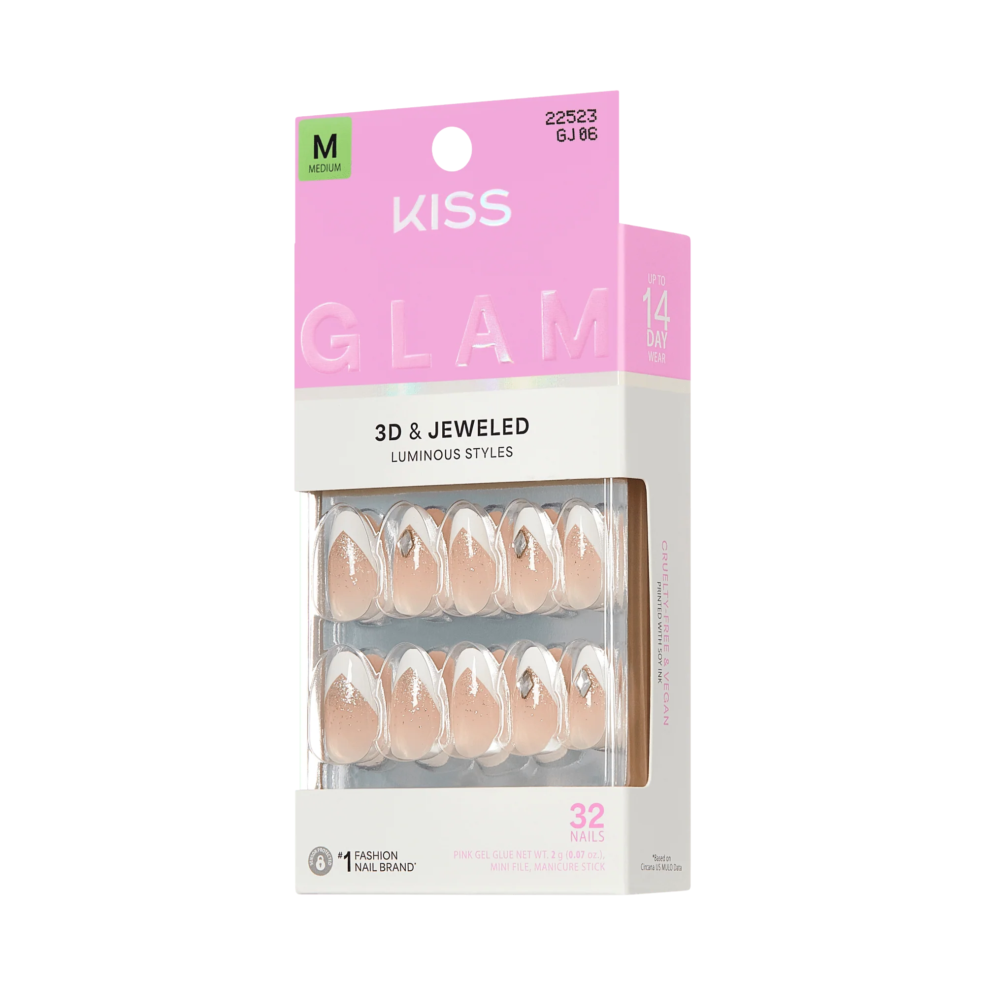 KISS GLAM 3D & Jewel Press On Glue Nails - Applause - Image 7