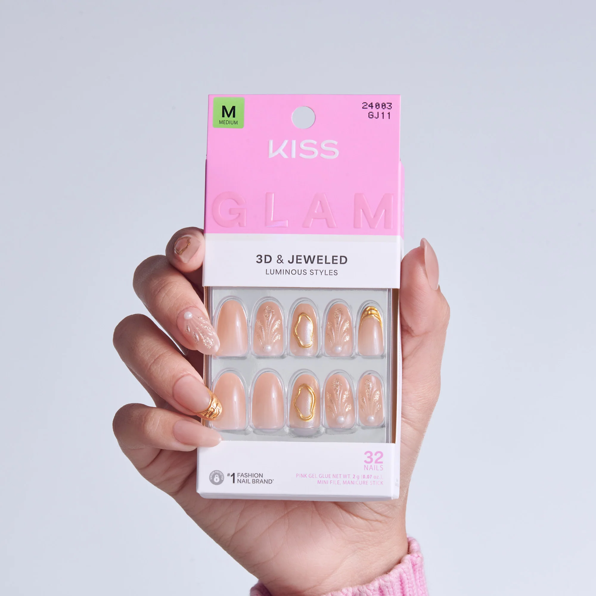 KISS GLAM 3D & Jewel Press On Glue Nails - Blossoming Love - Image 2