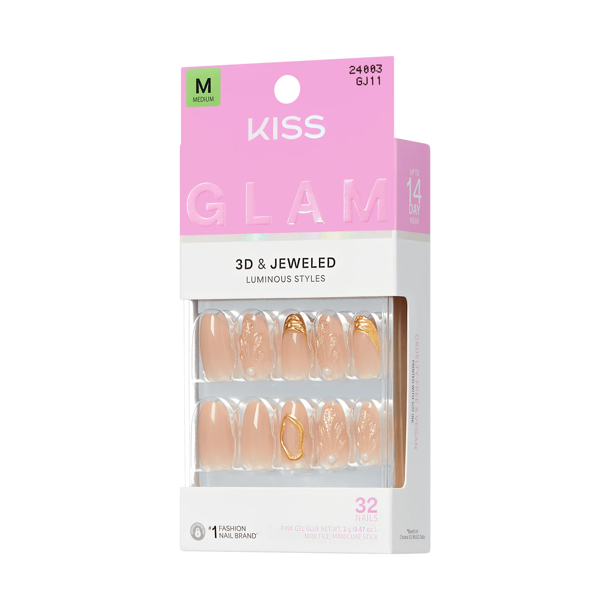 KISS GLAM 3D & Jewel Press On Glue Nails - Blossoming Love - Image 8