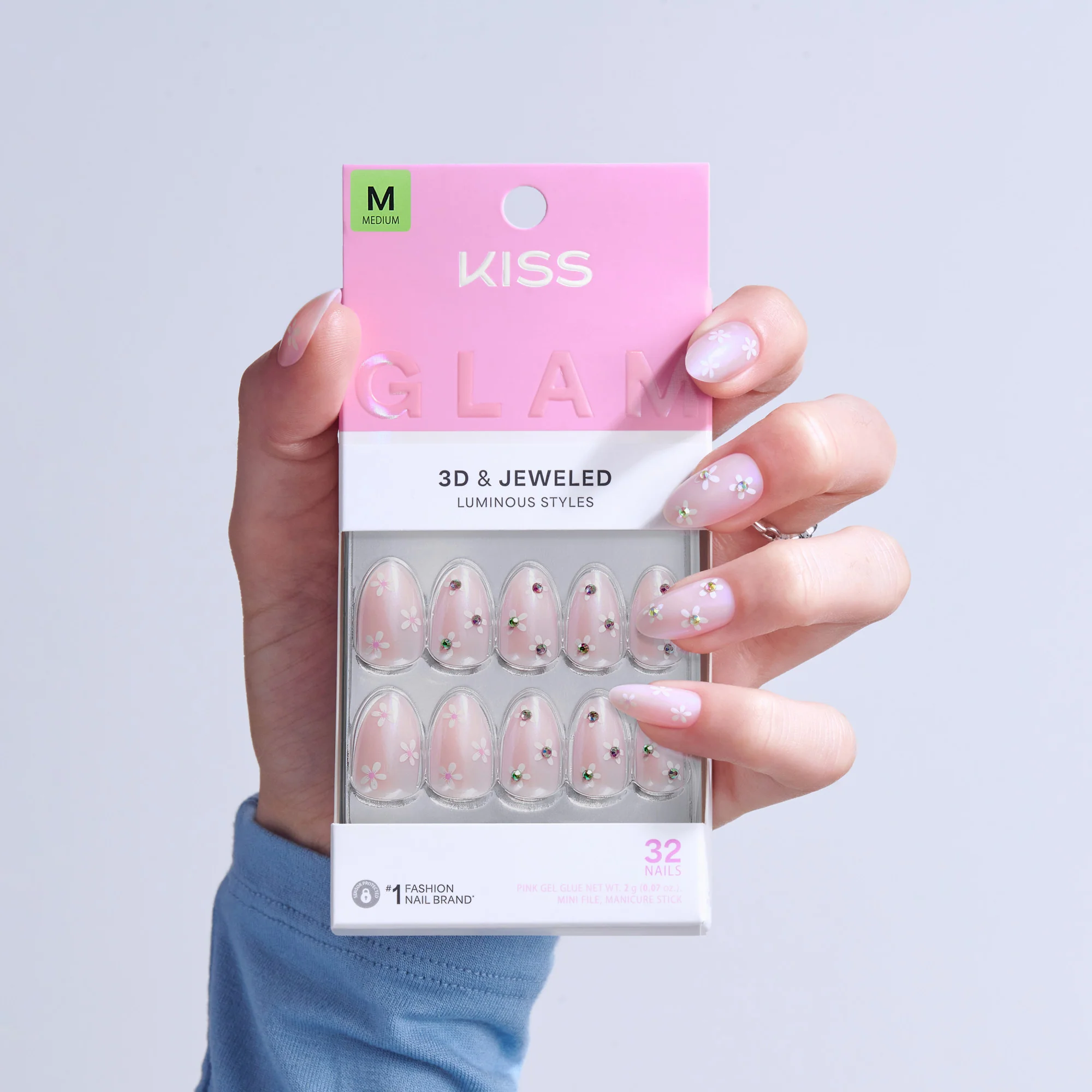 KISS GLAM 3D & Jewel Press On Glue Nails - Breeze of Bliss - Image 2