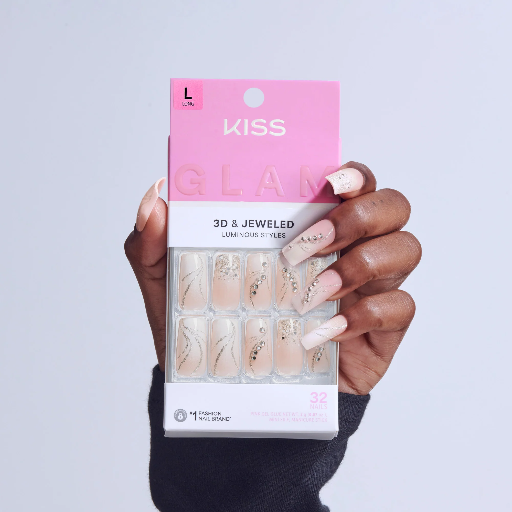 KISS GLAM 3D & Jewel Press On Glue Nails - Wrapped in Beauty - Image 2