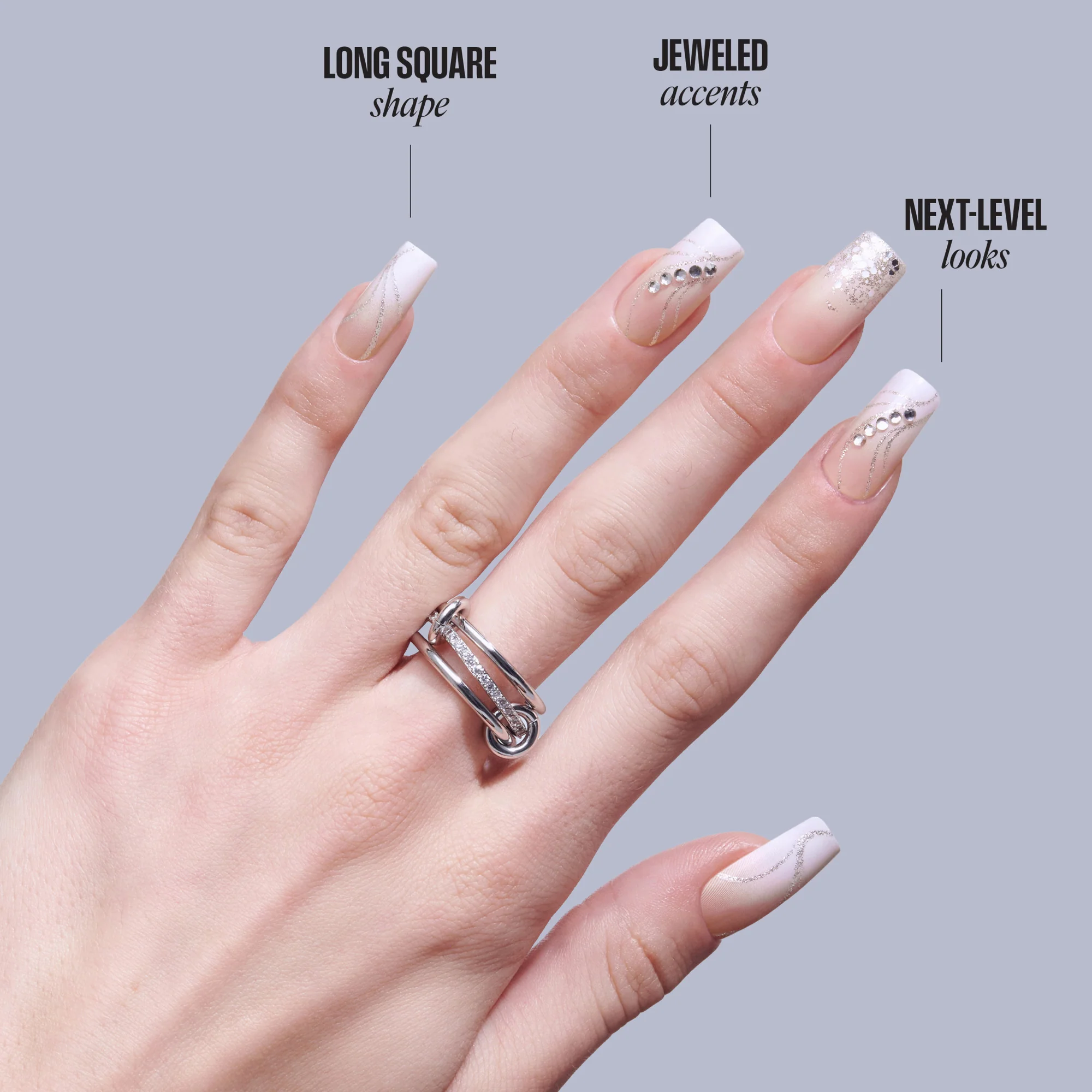 KISS GLAM 3D & Jewel Press On Glue Nails - Wrapped in Beauty - Image 9