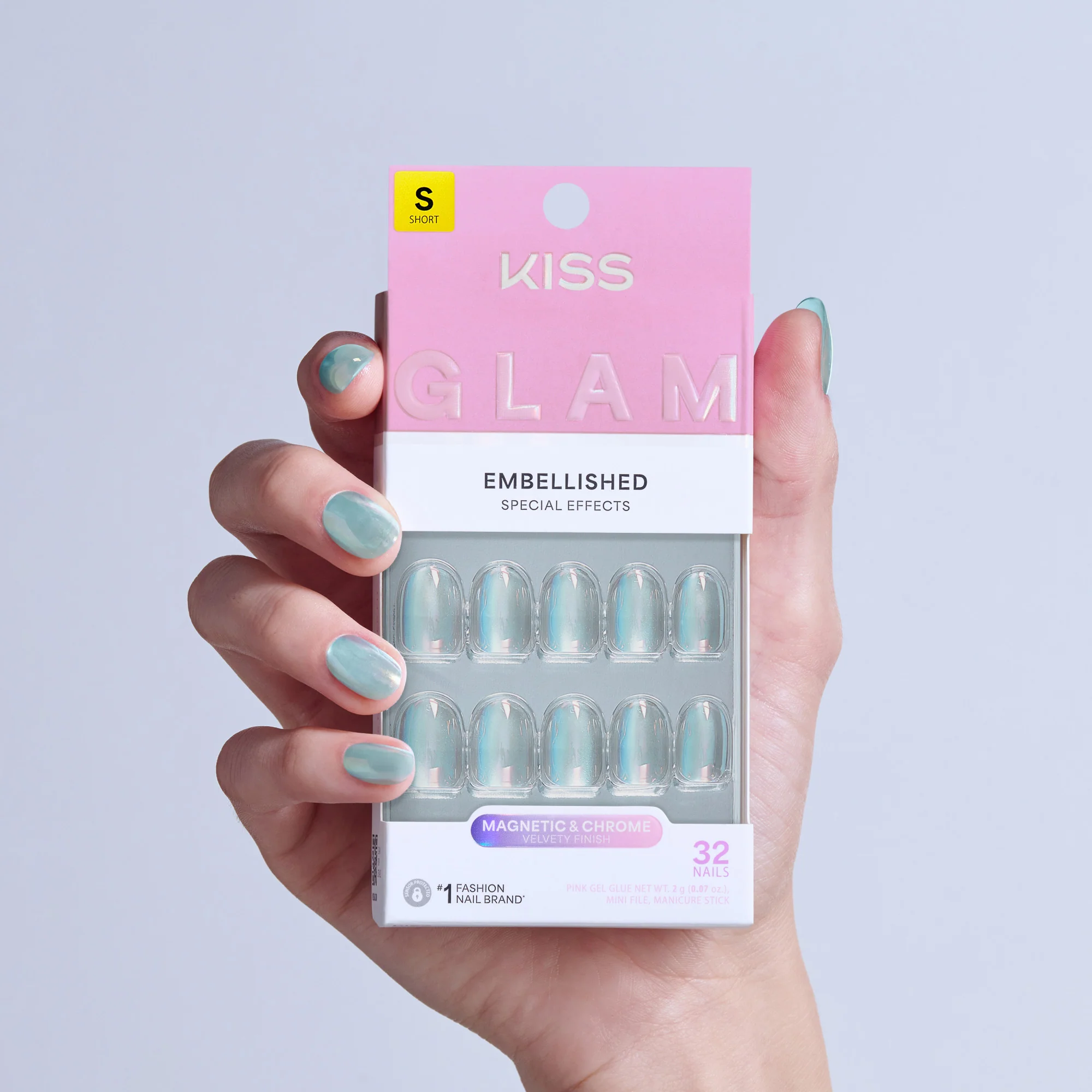 KISS GLAM Embellished Press On Glue Nails - Celestique - Image 2