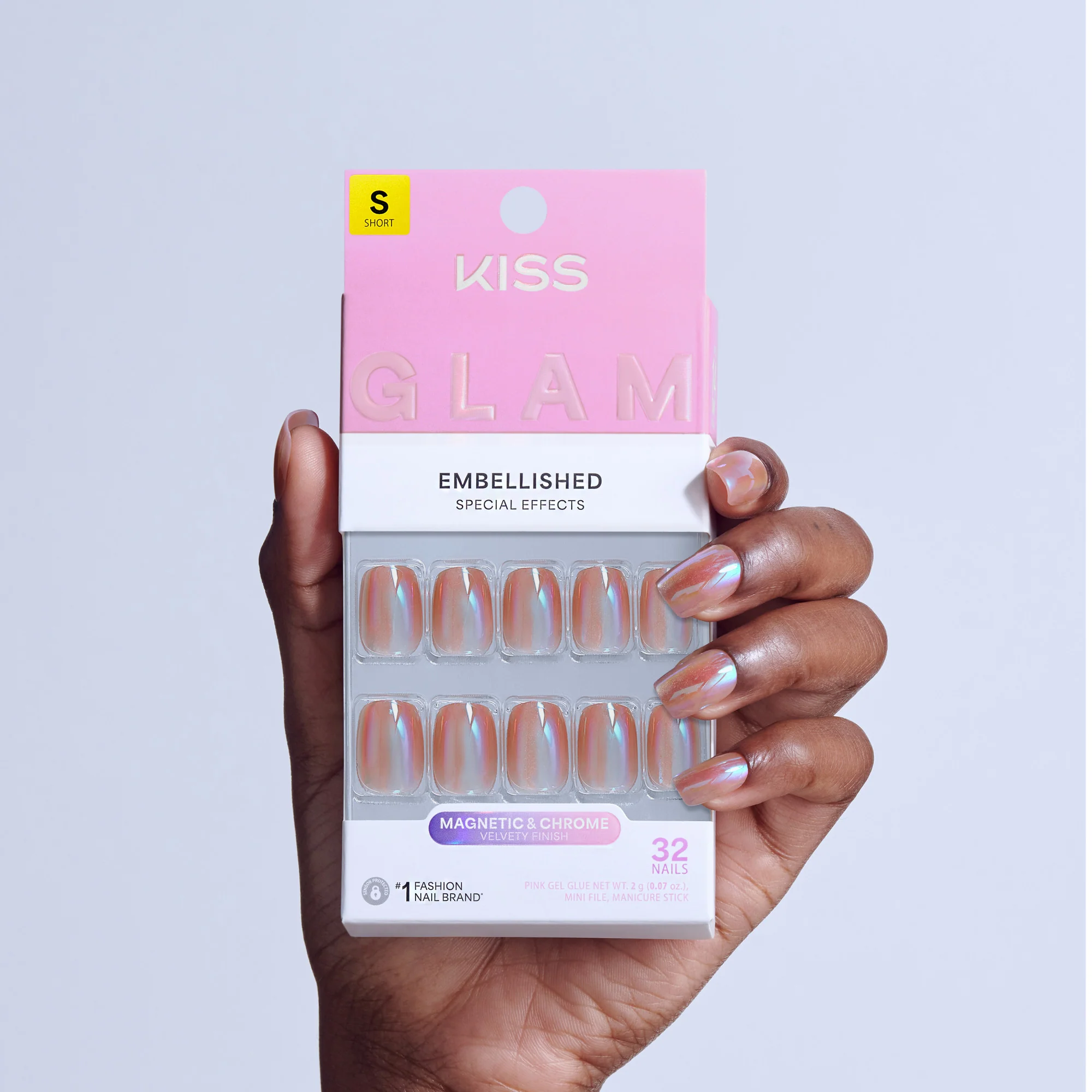 KISS GLAM Embellished Press On Glue Nails - Golden Hour Affairs - Image 2