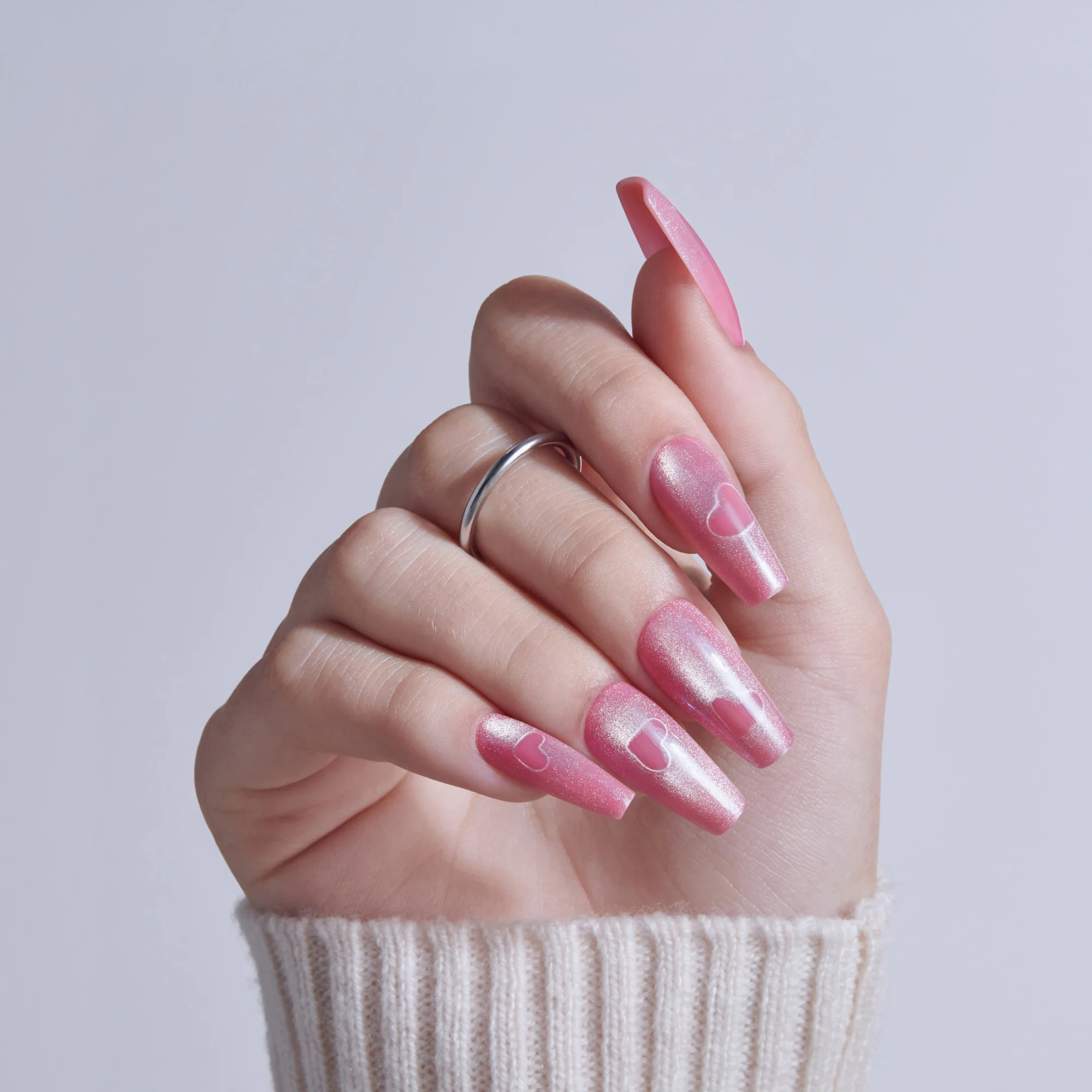 KISS GLAM Embellished Press On Glue Nails - Pink Sugar