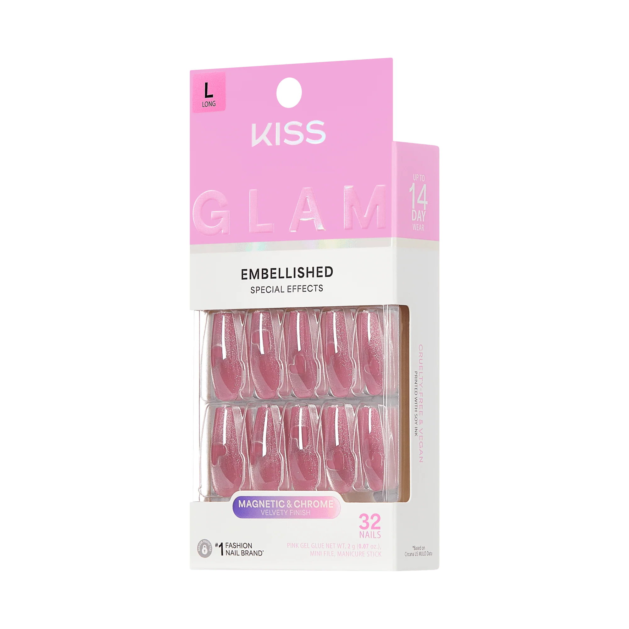 KISS GLAM Embellished Press On Glue Nails - Pink Sugar - Image 8