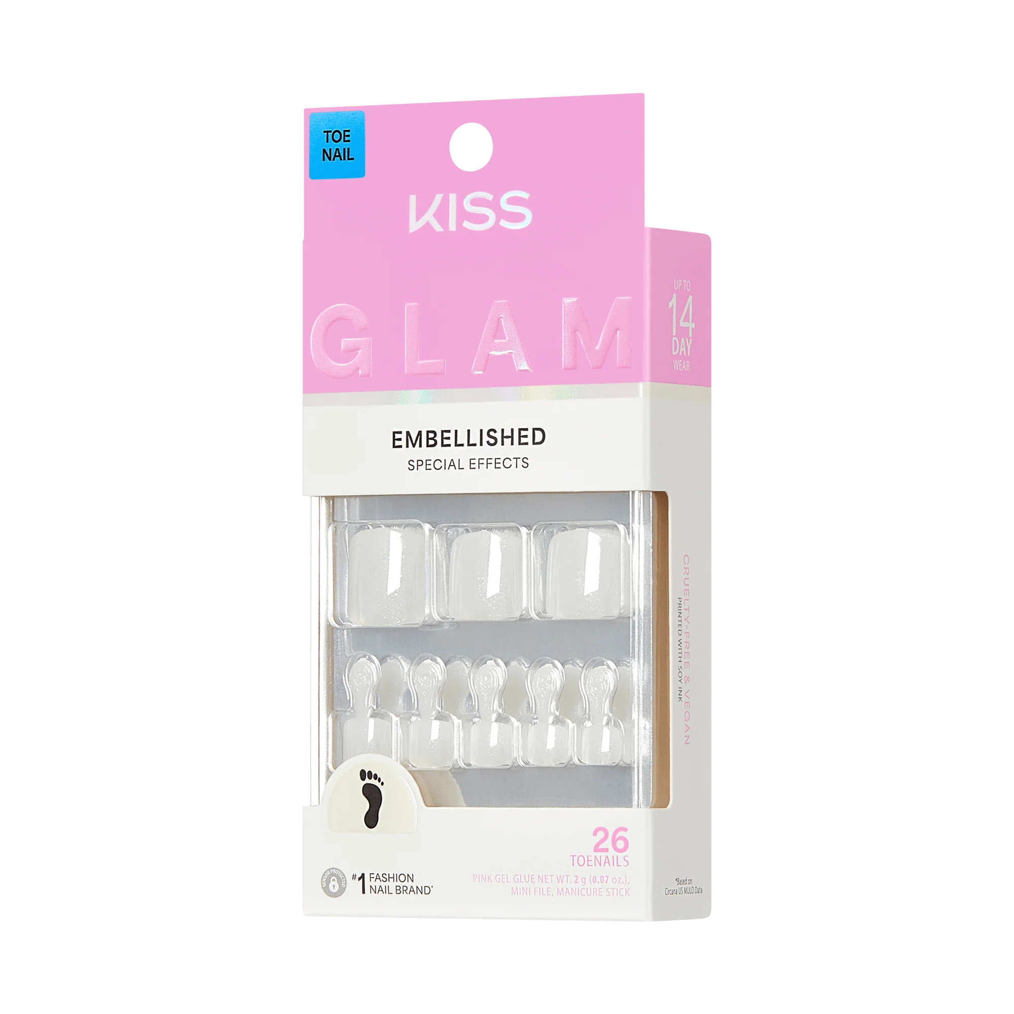 KISS GLAM Press On Glue Toenails- Twinkle Toes - Image 2