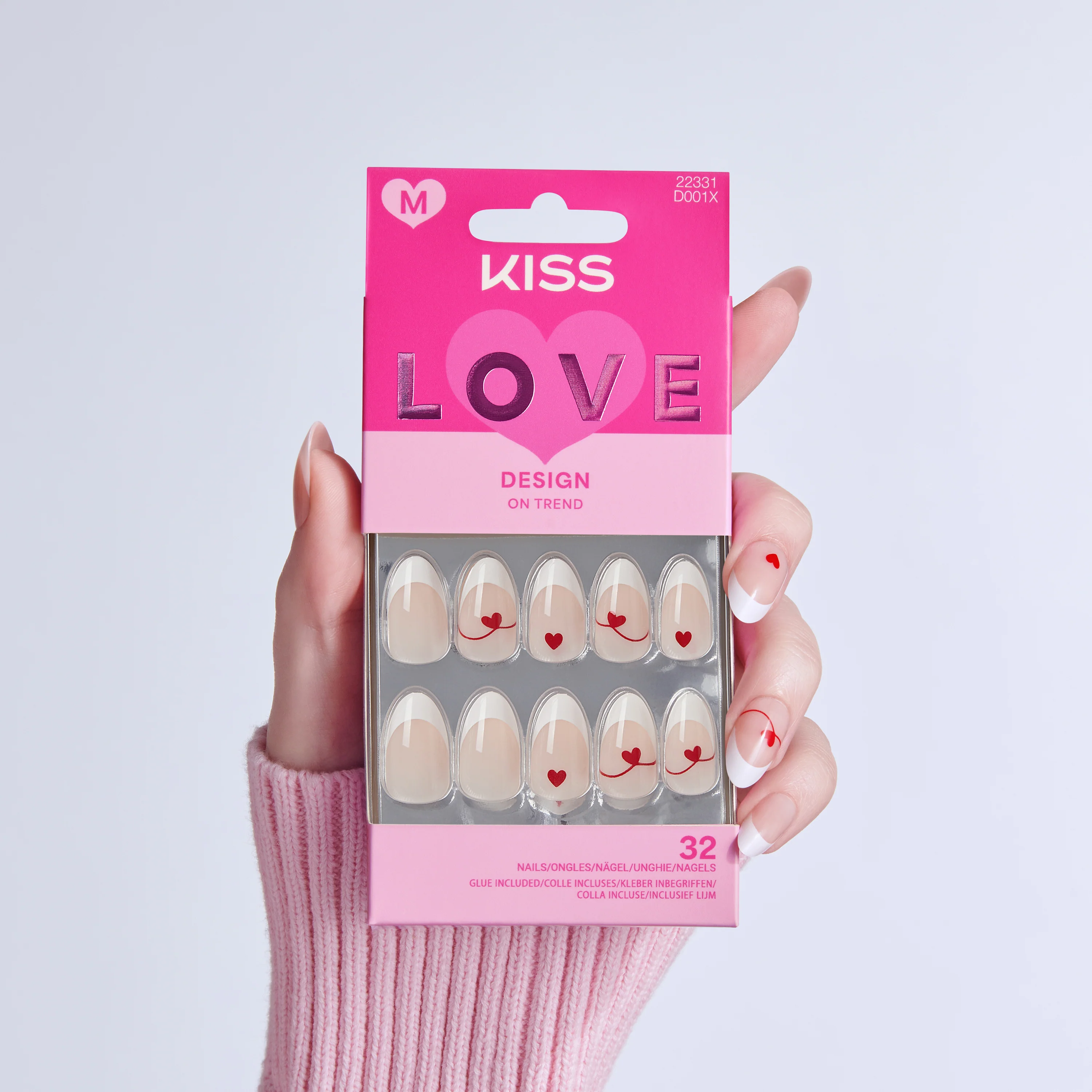 KISS LOVE Design Press On Glue Nails - Cupid's Canvas - Image 2