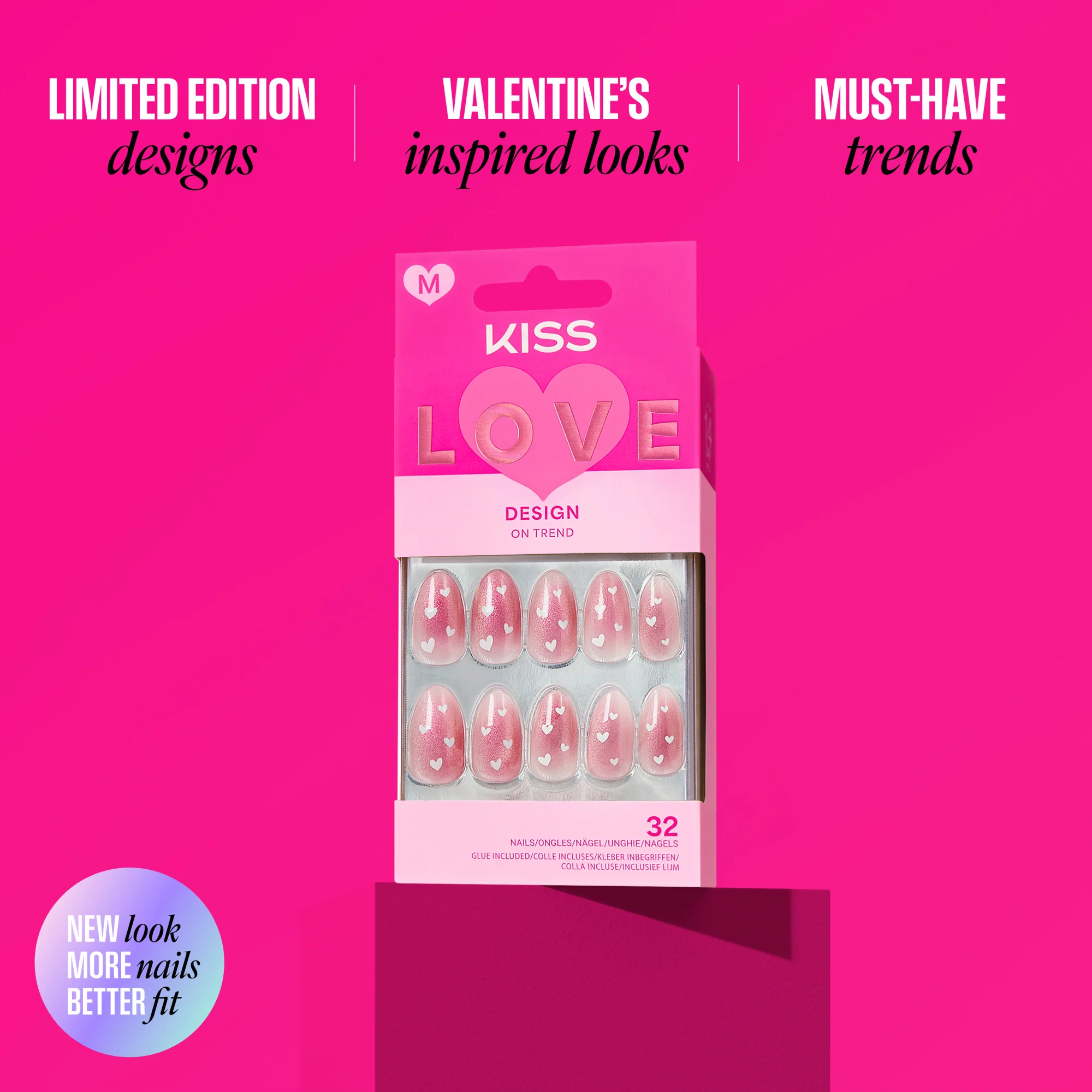 KISS LOVE Design Press On Glue Nails - Falling for Forever - Image 12