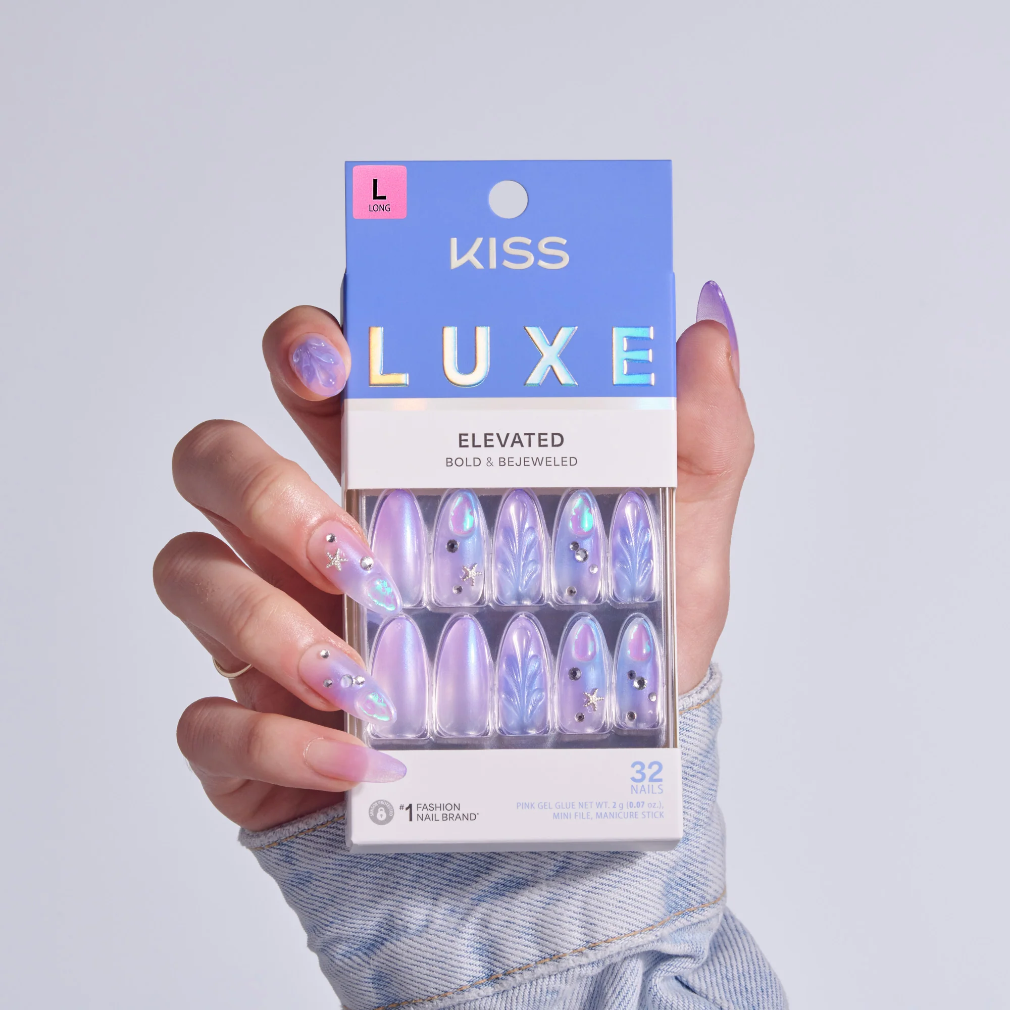 KISS LUXE Press On Glue Nails - Jasmine Skies - Image 2