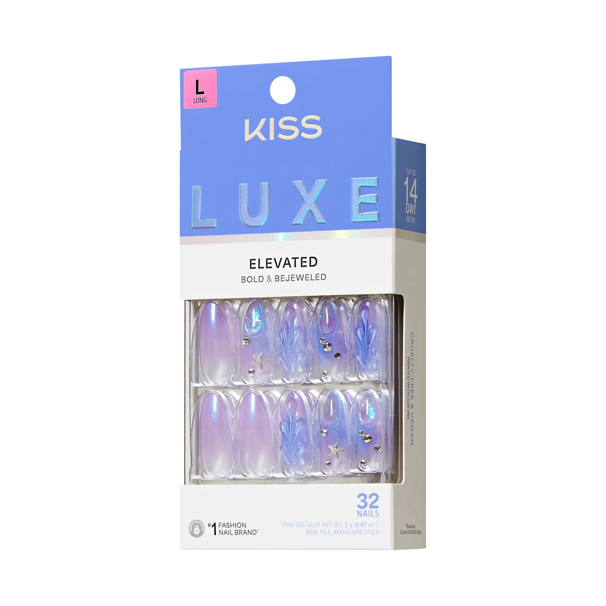 KISS LUXE Press On Glue Nails - Jasmine Skies - Image 8