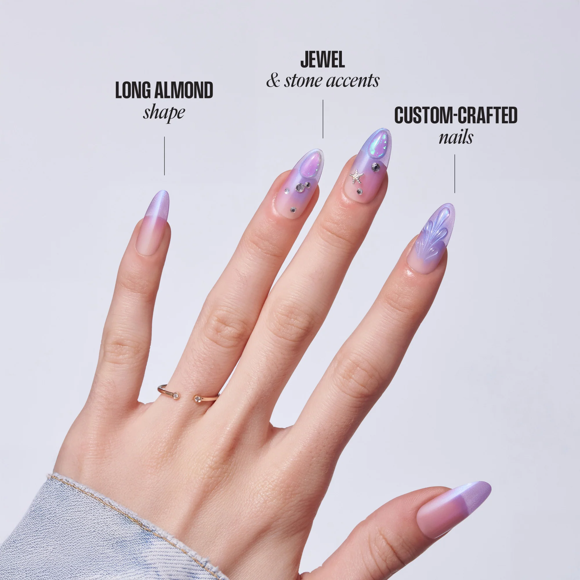 KISS LUXE Press On Glue Nails - Jasmine Skies - Image 9